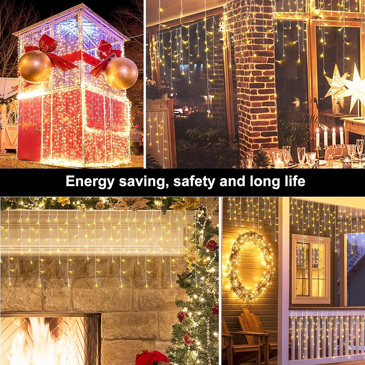 Luces de Navidad, decoraciones de Navidad para interiores y exteriores, 416 luces LED de 34 pies con 8 modos de luces de carámbanos, 2023 nuevas