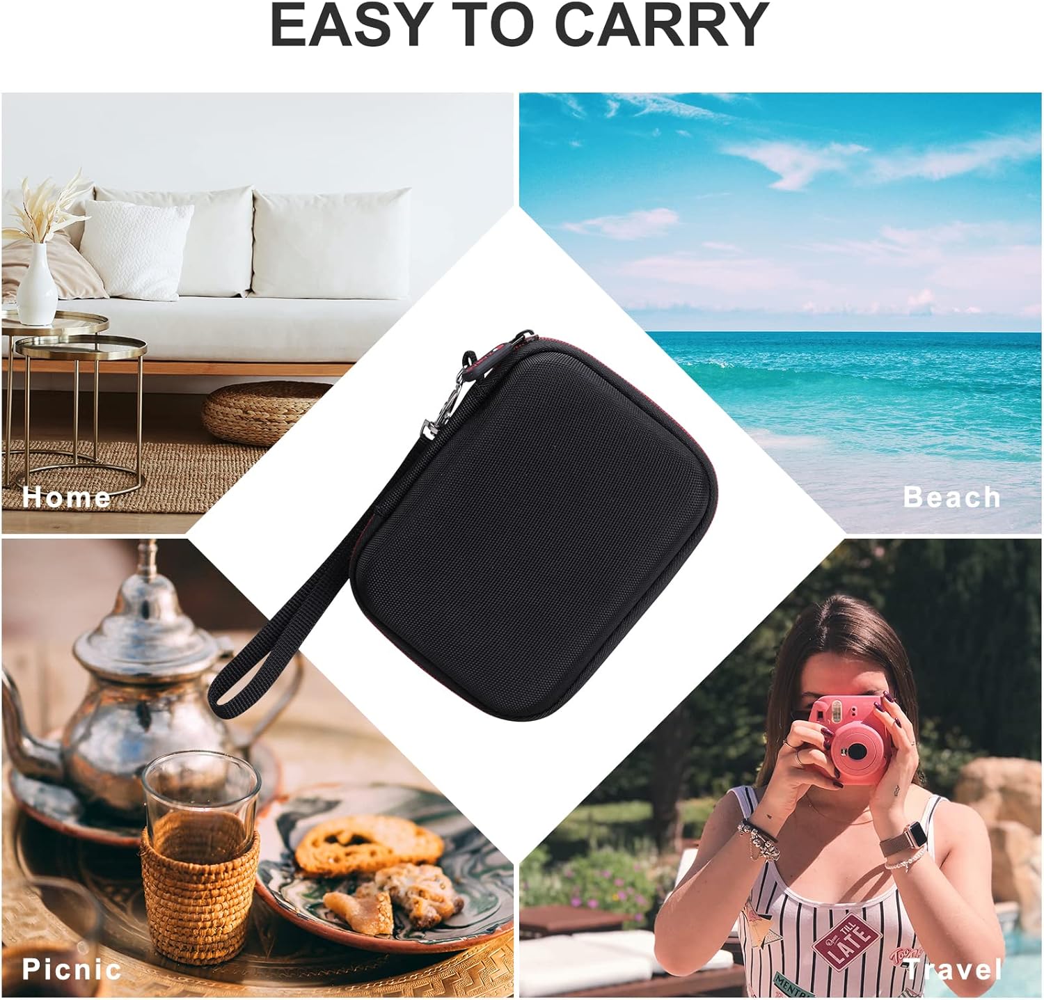 XANAD Estuche rígido para impresora fotográfica instantánea portátil Kodak PRINTOMATICSmileStepMini 2 HD – Bolsa de transporte Strorage