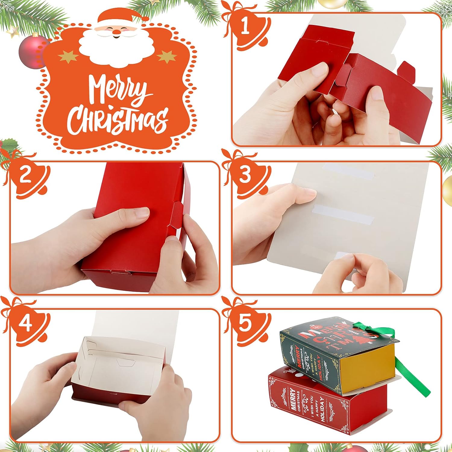 Outus 12 cajas de galletas de Navidad, cajas de chocolate para panadería, cajas para hornear, cajas de lata de galletas, cajas de golosinas para