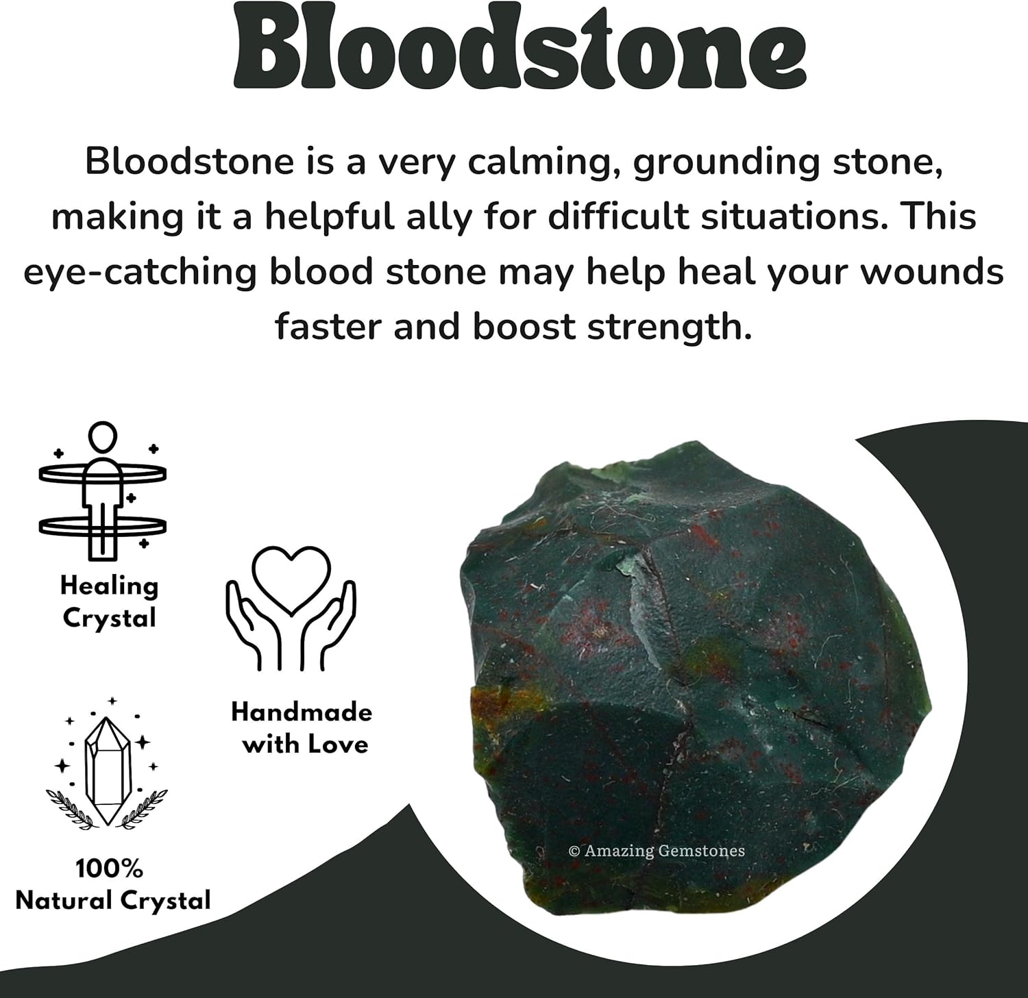 Bloodstone – Cristales crudos y piedras curativas, rocas naturales para rodar y hacer tú mismo, piedras y cristales crudos (5 piezas)