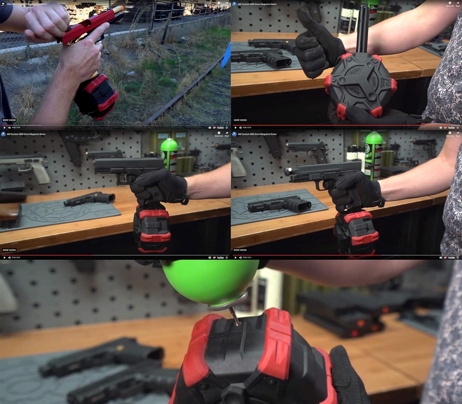 Evike Cargador de tambor de Airsoft adaptativo personalizado AW para pistolas y rifles GBB Airsoft (Tipo TM Hi-Capa)