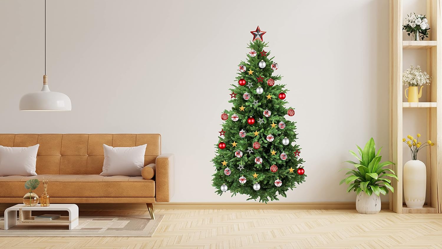 Vinilo adhesivo para pared de árbol de Navidad, adornos de pino grande, decoración para sala de estar, habitación de los niños, decoración mural de