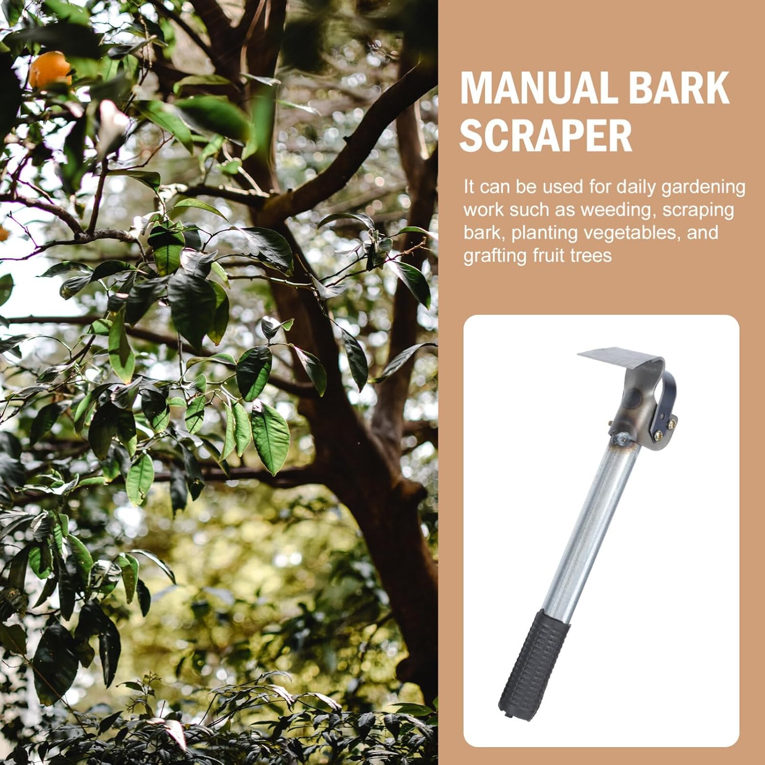 Baluue Herramienta de descorteza de palanca, raspador de corteza de ahorro de trabajo, herramienta de corte para pelar corteza de árbol, herramienta