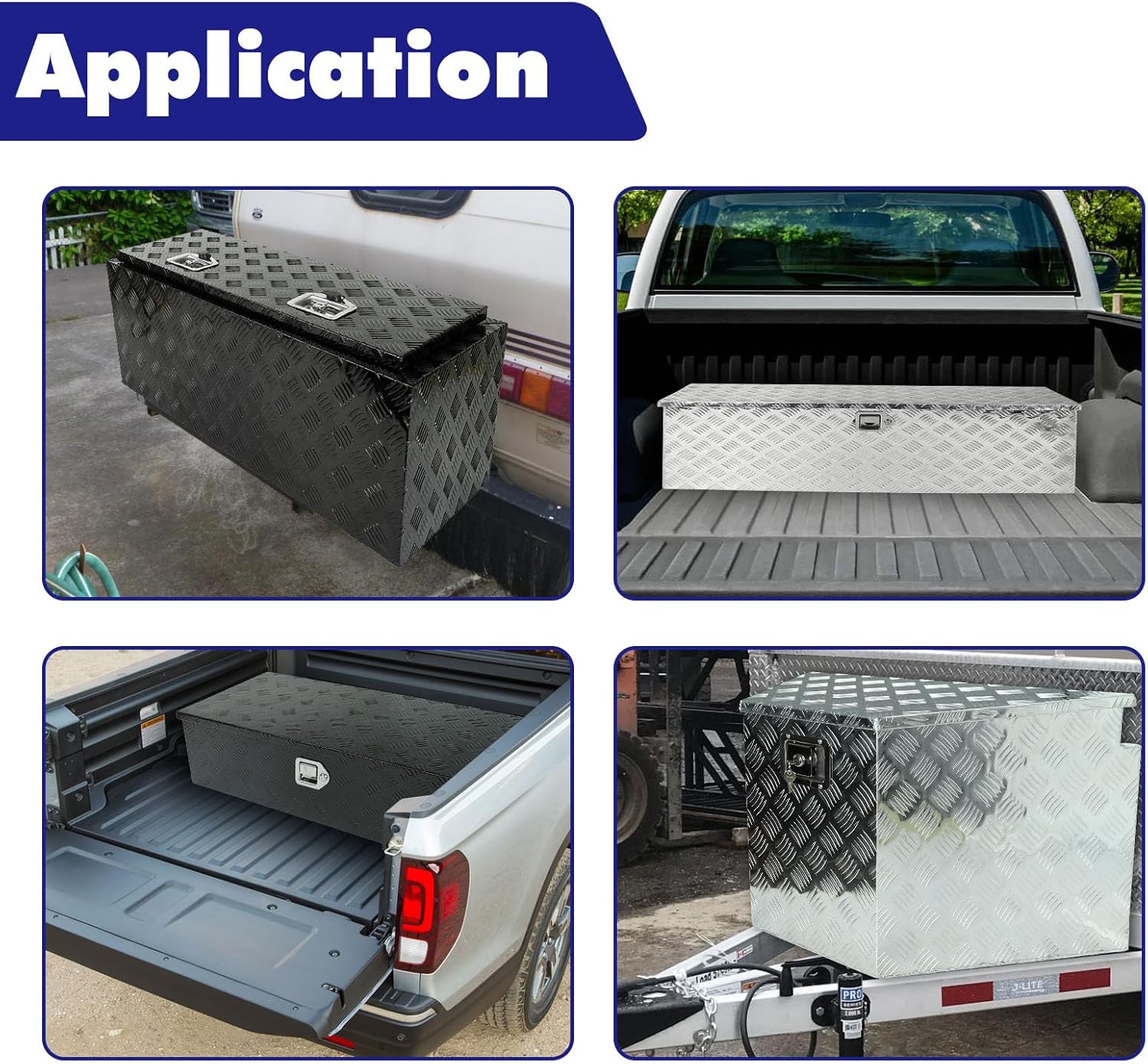 Caja de herramientas de aluminio para camioneta, caja de herramientas para caja de herramientas de caja de 5 barras con patrón de banda de rodadura