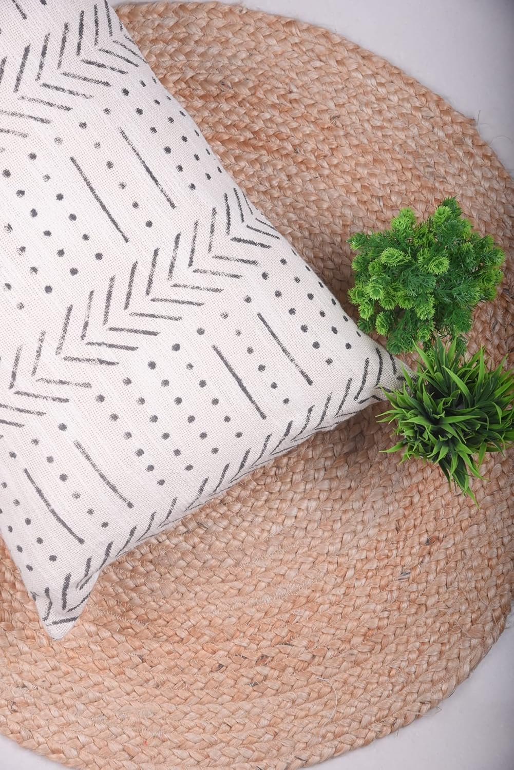 Funda de almohada lumbar de 100% algodón, tamaño grande, oblonga, decorativa, bohemia, geométrica, lujosa, para decoración del hogar (nieve marfil),