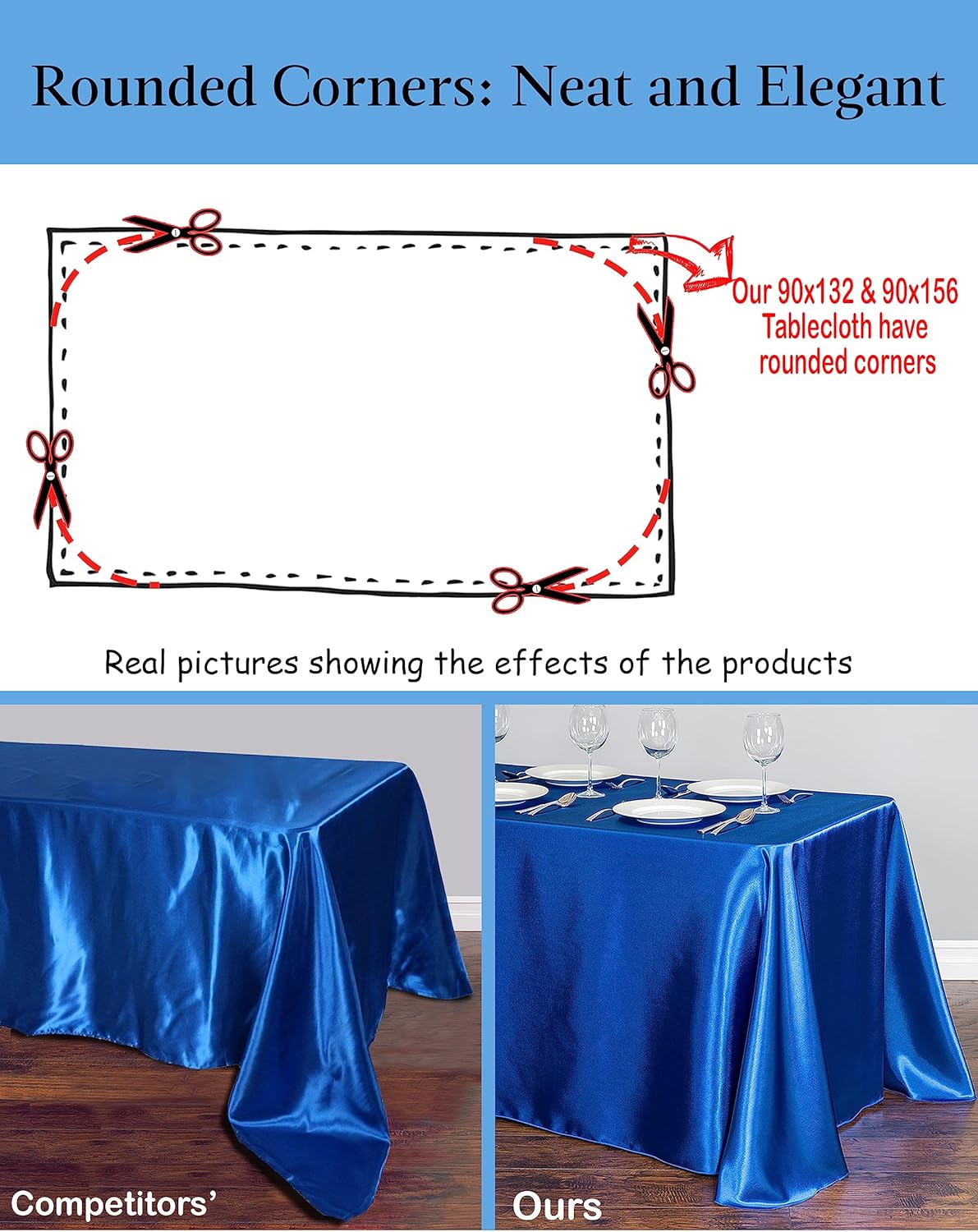Mantel rectangular naranja de 90 x 132 pulgadas, con esquinas redondeadas, mantel extragrande para mesa rectangular de 6 pies, ropa de cama de tela