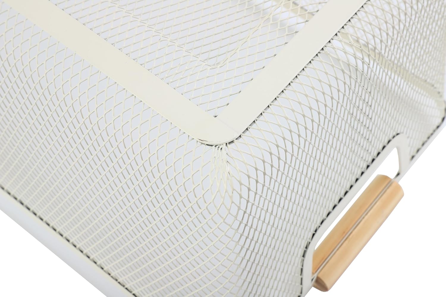Paquete de 2 cestas de acero de malla metálica, cesta organizadora de almacenamiento de alambre multifuncional, cesta de cocina colgante con mango
