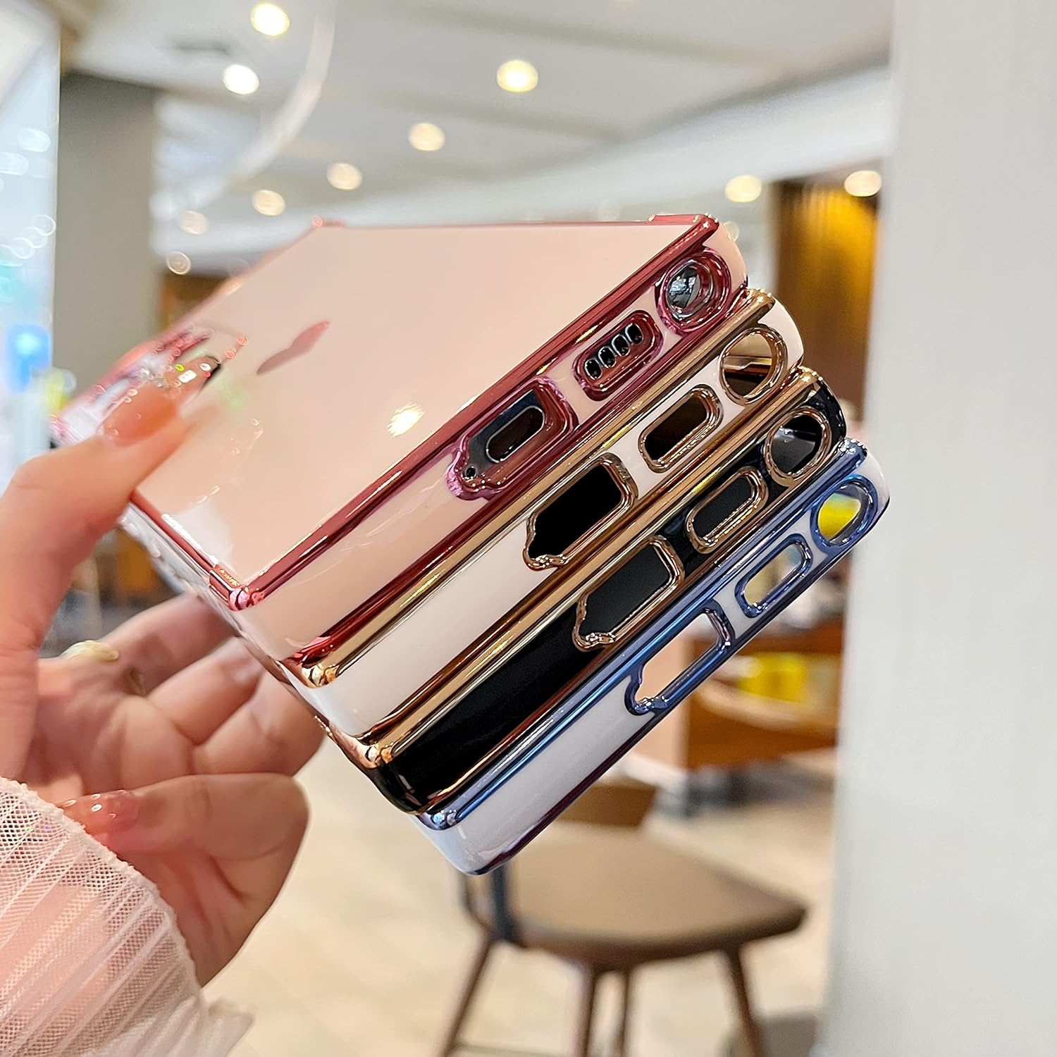 DEFBSC Funda compatible con Samsung Galaxy S22 Ultra, funda de corazón con borde galvanizado, protección completa de la cámara, esquinas reforzadas