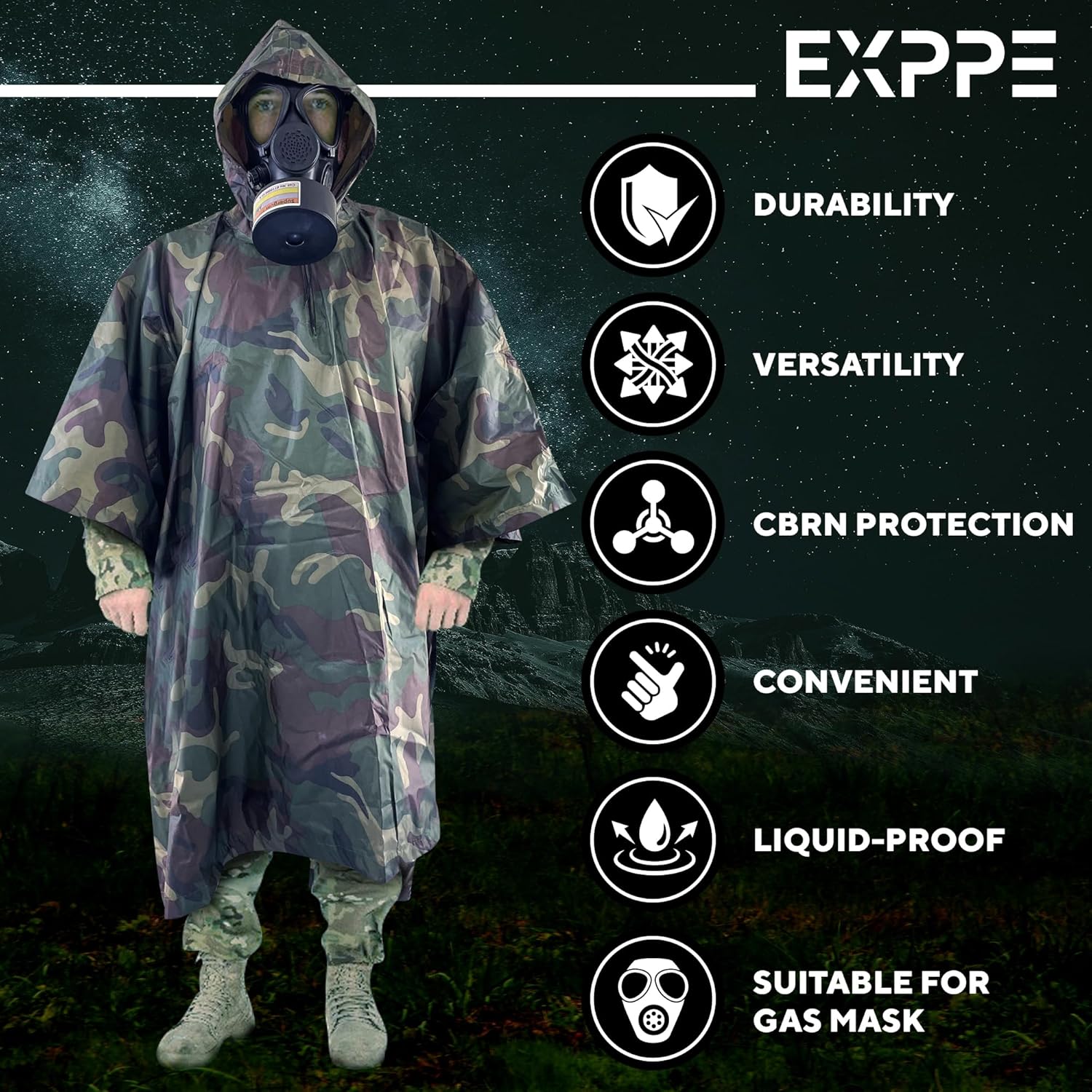 Poncho nuclear militar M15 V.2, poncho CBRN, poncho táctico, poncho del ejército para CBRN proteger la campana cbrn de materiales peligrosos,