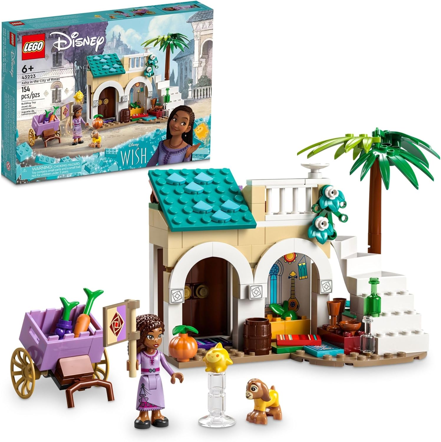 LEGO Disney Wish Asha in The City of Rosas 43223 – Juego de juguetes de construcción, un modelo para construir de la película de Disney para