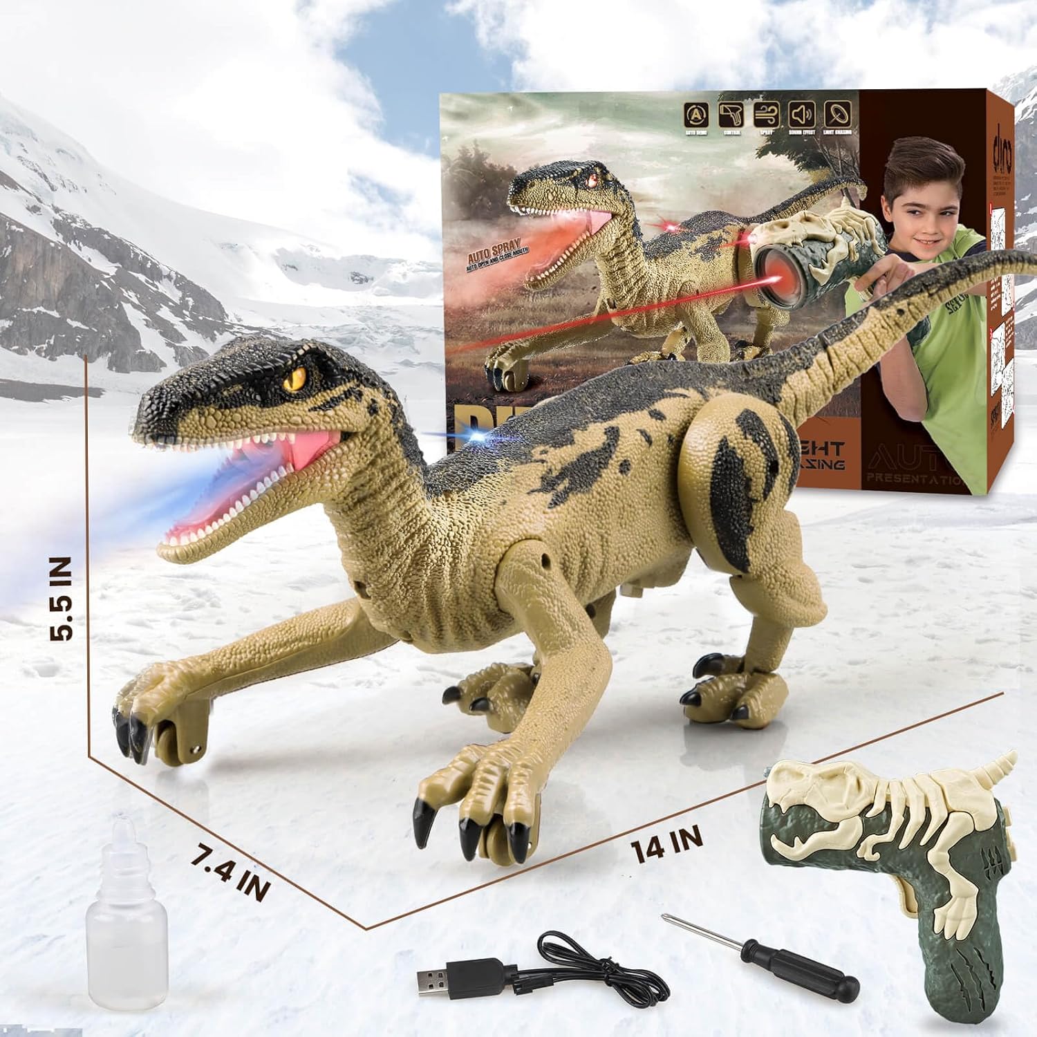 Juguetes de dinosaurio a control remoto para niños de 3, 4, 5, 6, 7, 8 años, dinosaurios para niños de 4 a 7 años, juguete de control remoto de
