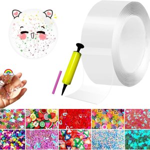 Kit de burbujas de nanocinta, kit de nano cinta de 9.8 x 1.97 pulgadas con bomba de globo y bolsas de lentejuelas de color, nano cinta transparente Kit de burbujas de nanocinta, kit de nano cinta de 9.8 x 1.97 pulgadas con bomba de globo y bolsas de lentejuelas de color, nano cinta transparente