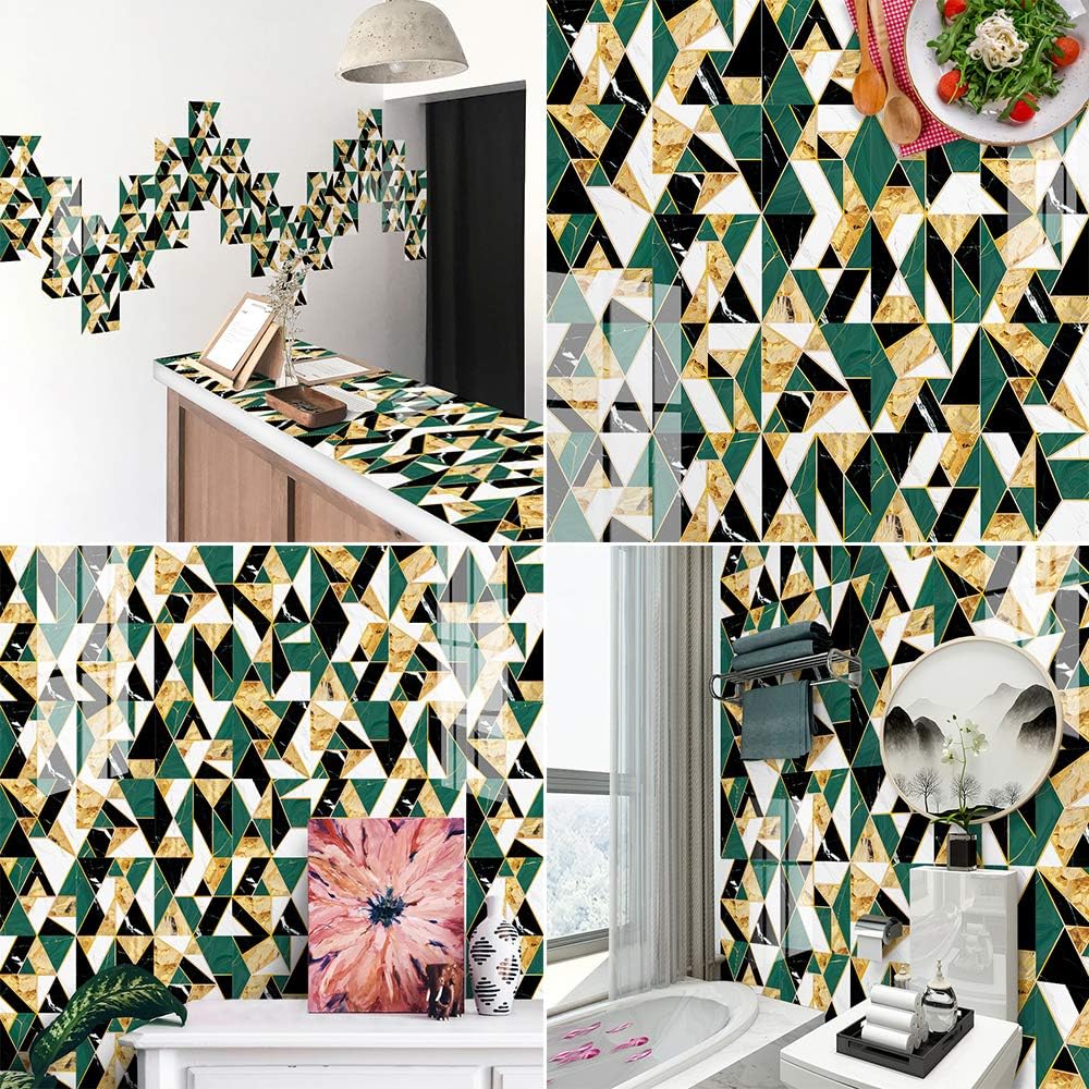 10 hojas de azulejos impermeables para salpicaduras en muro de cocina, estilo simple de lujo, azulejos autoadhesivos, azulejos de PVC, azulejos de