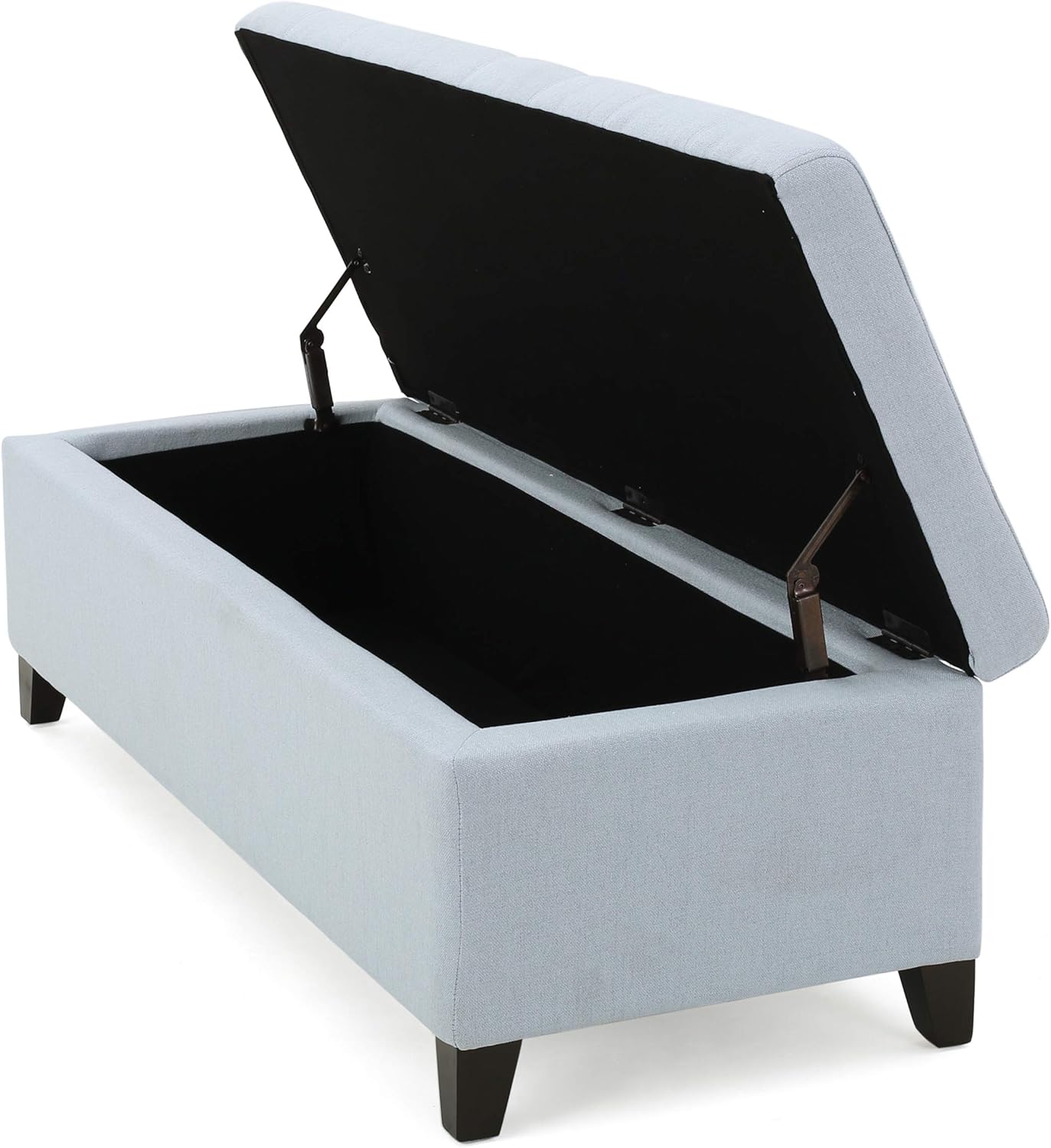Gabinete Otomano, para almacenamiento, tela color CieloAzulGrisMarrón, Azul (Sky Blue)