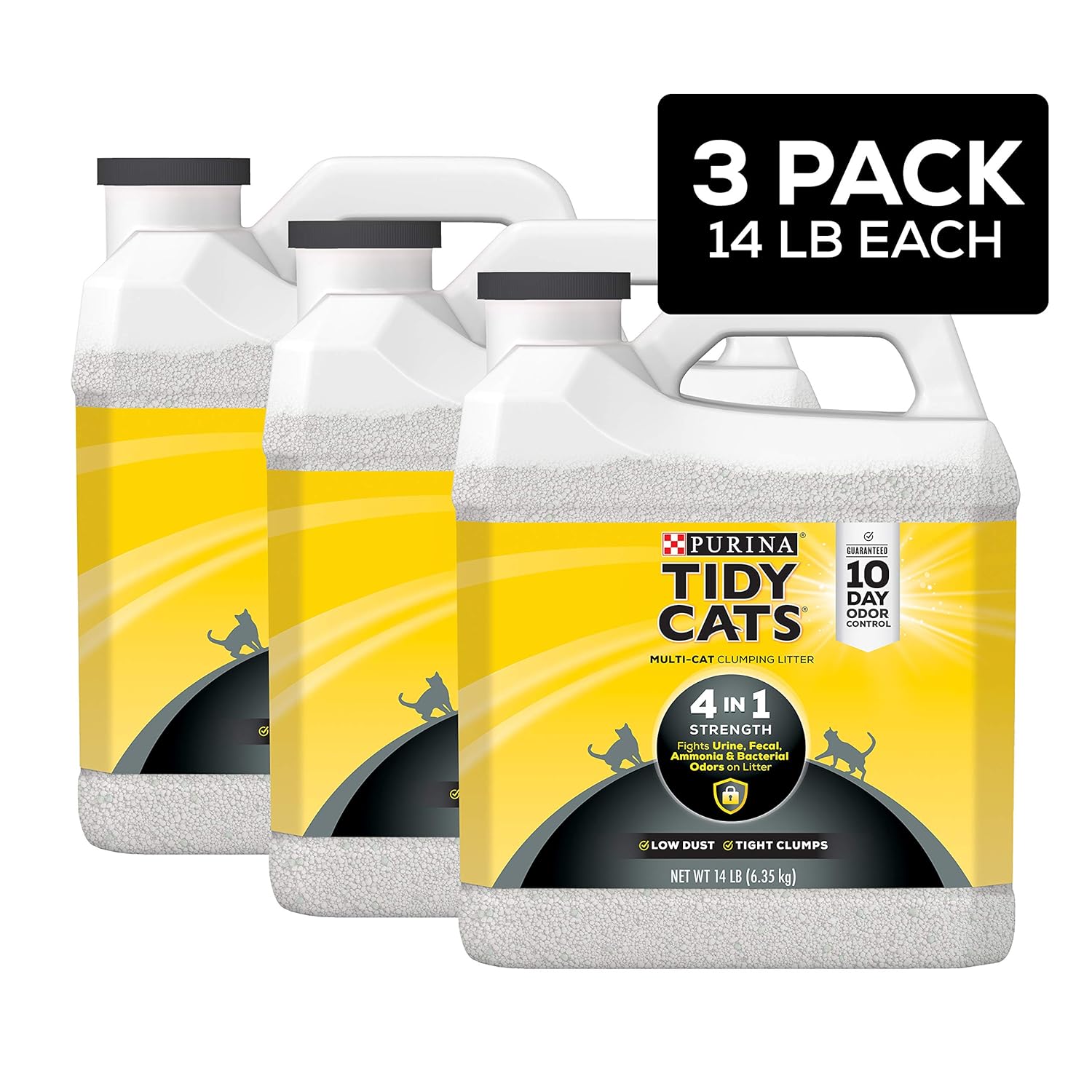 Purina Tidy Cats 4 en 1, aserrín para gatos con fuerza de aglomeración., 4 en 1 fuerte