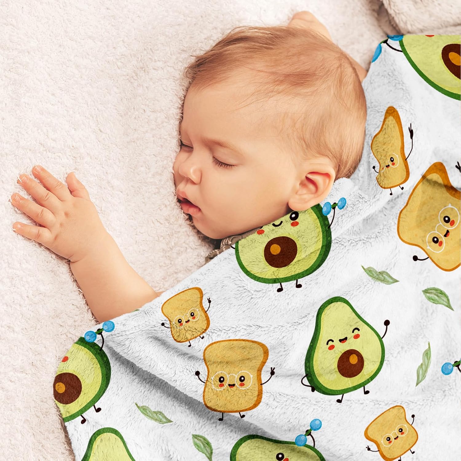 Manta de aguacate para niños, linda manta de entrenamiento de aguacate para niños y niñas, manta suave y acogedora de pan de aguacate, manta ligera