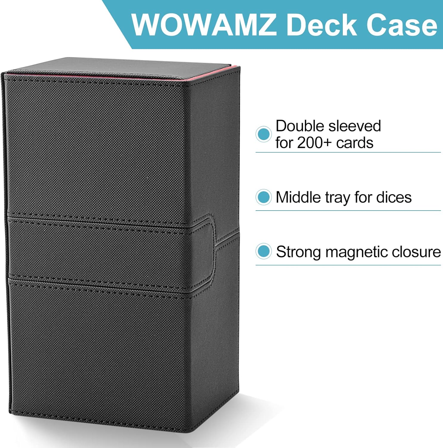 Caja de cubierta para MTG, caja de cubierta Commander para más de 200 cartas con funda, caja de cartas para MTGTCGCCG, funda de cuero premium con 3
