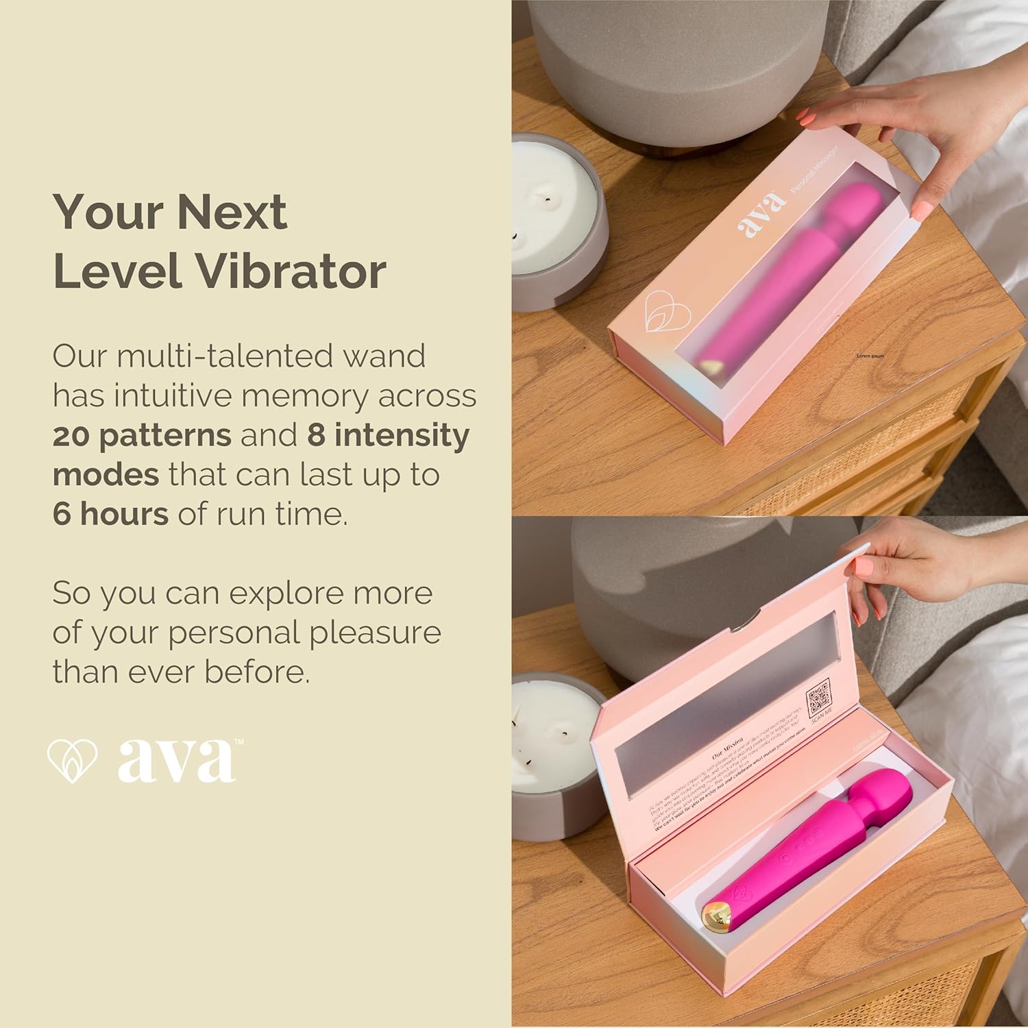 Ava Vibrador de varita sexual vibrador estimulador de clítoris Vibrador para mujer  Juguete sexual  Regalos para mujeres  20 patrones y 8