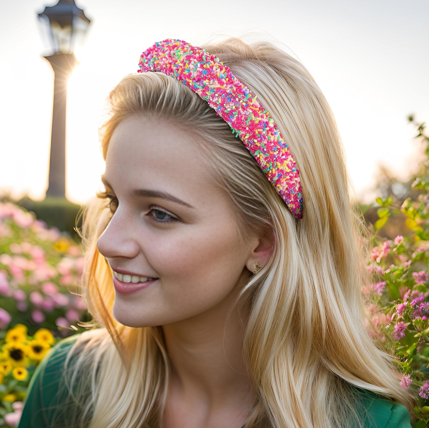 Somlatrecy Diadema de chispas para mujer, diseño de bloques de color, bandas anchas para el cabello a la moda, gruesas y acolchadas, accesorios para