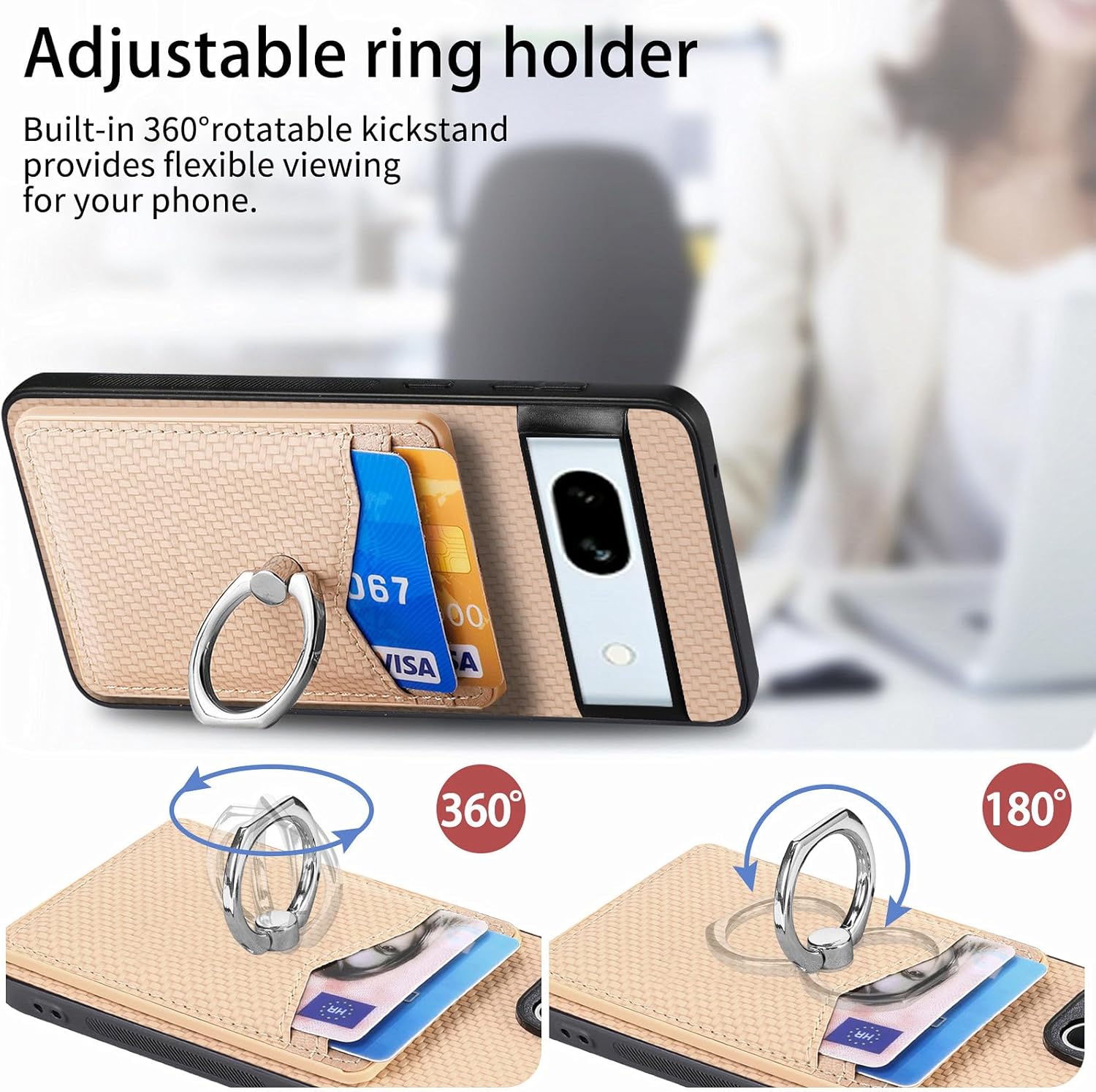 Asuwish Funda de teléfono para Google Pixel 7A 5G 2023 con protector de pantalla de vidrio templado y soporte de anillo delgado, soporte para