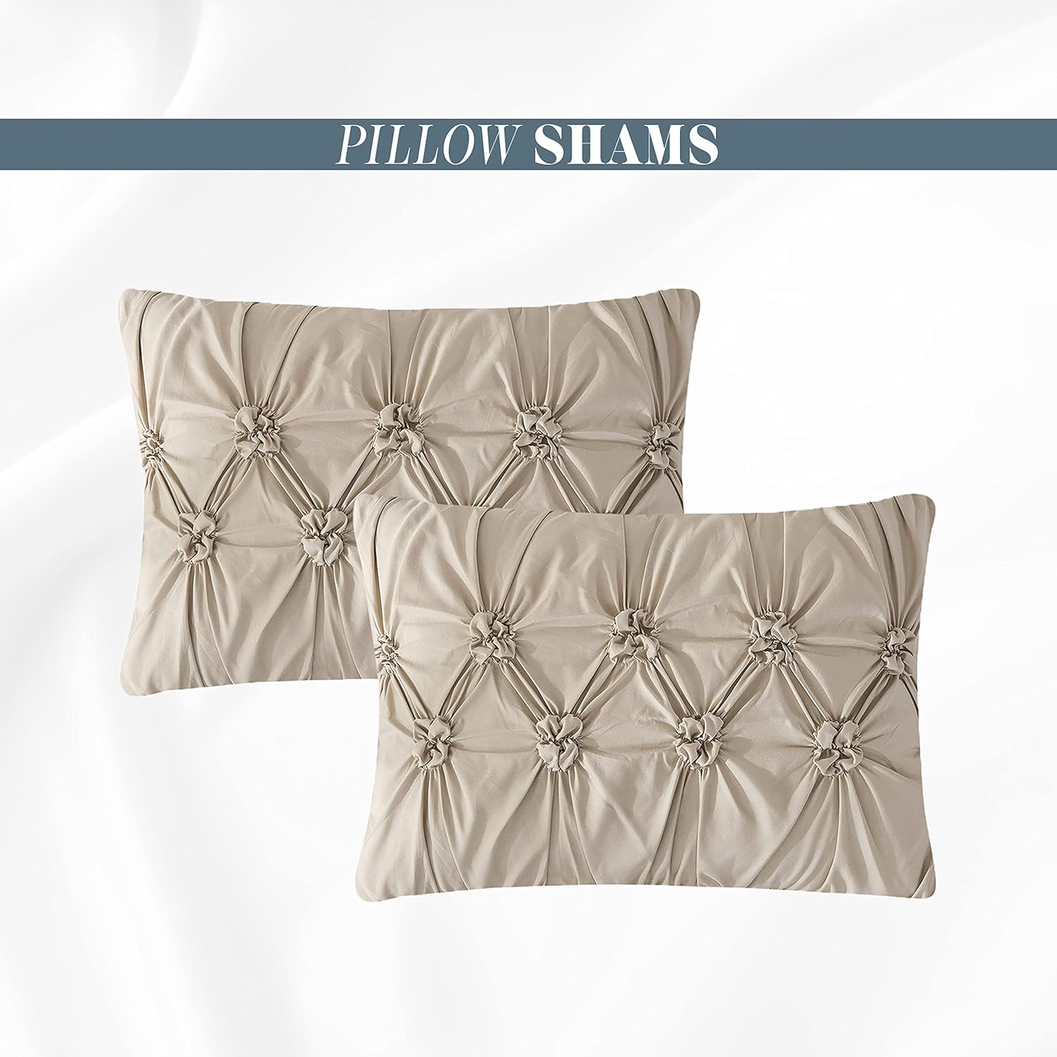 Elegant Comfort Ella – Juego de edredón plisado de 12 piezas, juego de sábanas de 6 piezas con bolsillos inteligentes, almohadas decorativas a