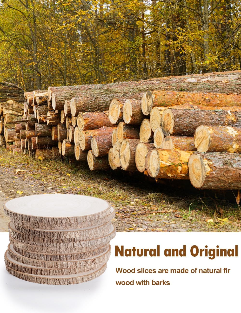 wohohoho 10 piezas de rebanadas grandes de madera natural de 9 a 10 pulgadas para centros de mesa, círculos de madera sin terminar con corteza para