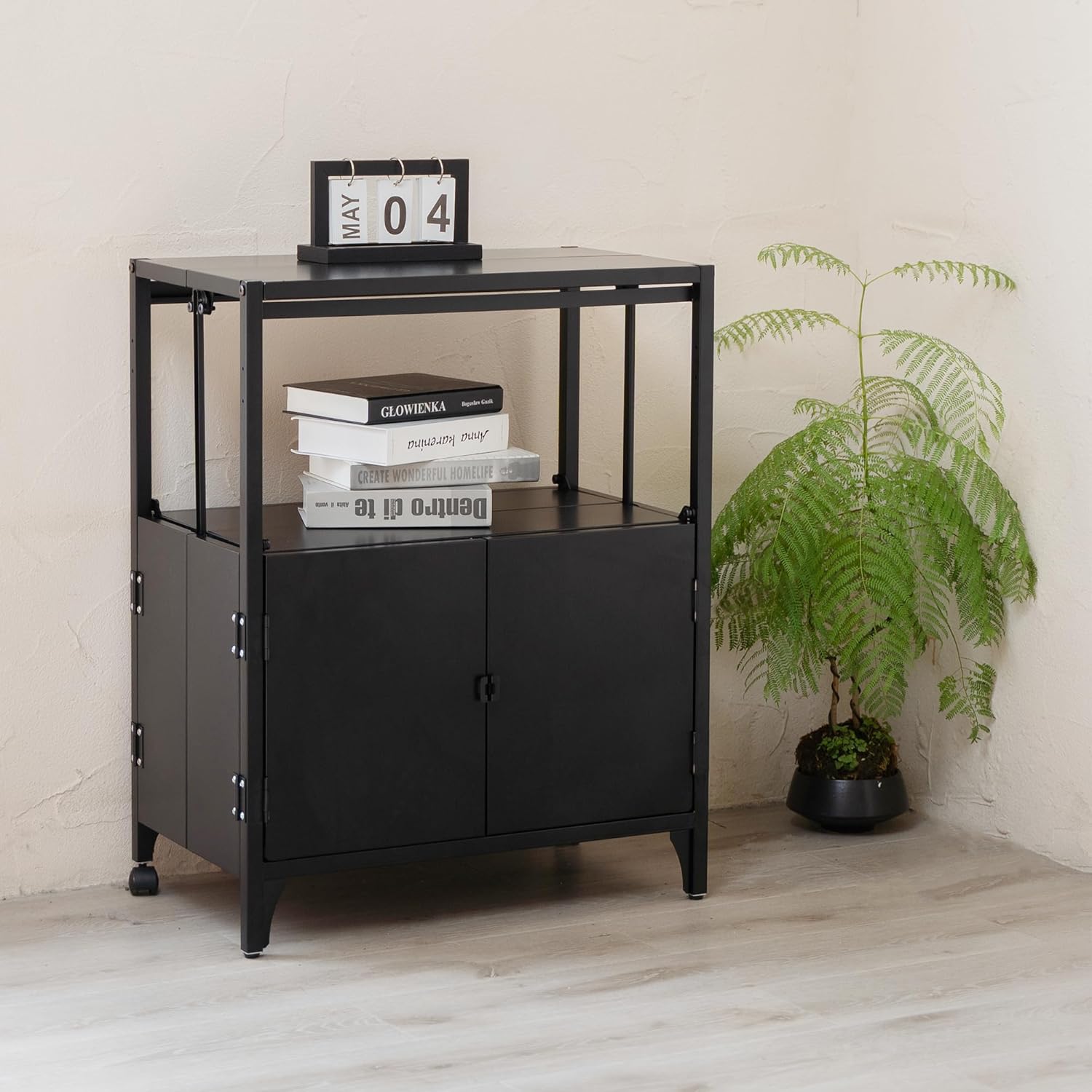Morden Buffet – Armario plegable de metal, armario plegable de acero con recubrimiento en polvo, para patio, exterior, interior, cocina, baño,