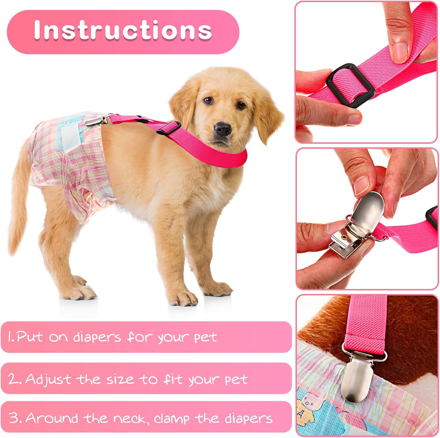 Nuanchu 2 piezas de tirantes de pañales para perro, macho, hembra, bandas para el vientre, arnés canino, vestido duradero, correa de pañal, para