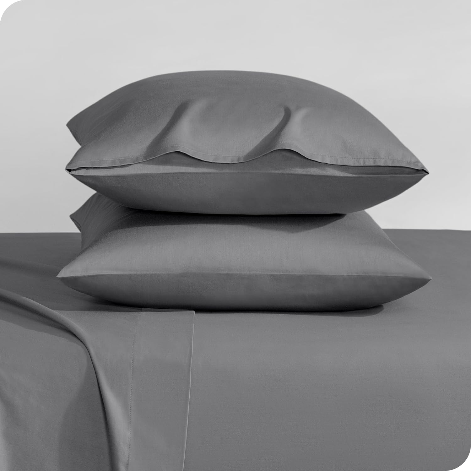 Bare Home Juego de fundas de almohada de satén 100% algodón orgánico, tamaño King, tejido de satén suave, fundas de almohada King, cierre de sobre,