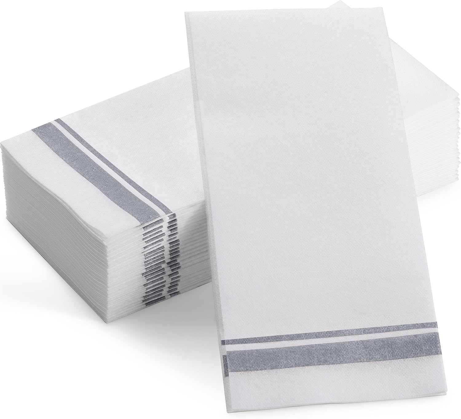 Servilletas desechables de lino con tacto de lino, toallas decorativas blancas para invitados, 12 x 17 pulgadas, servilletas de mano de línea