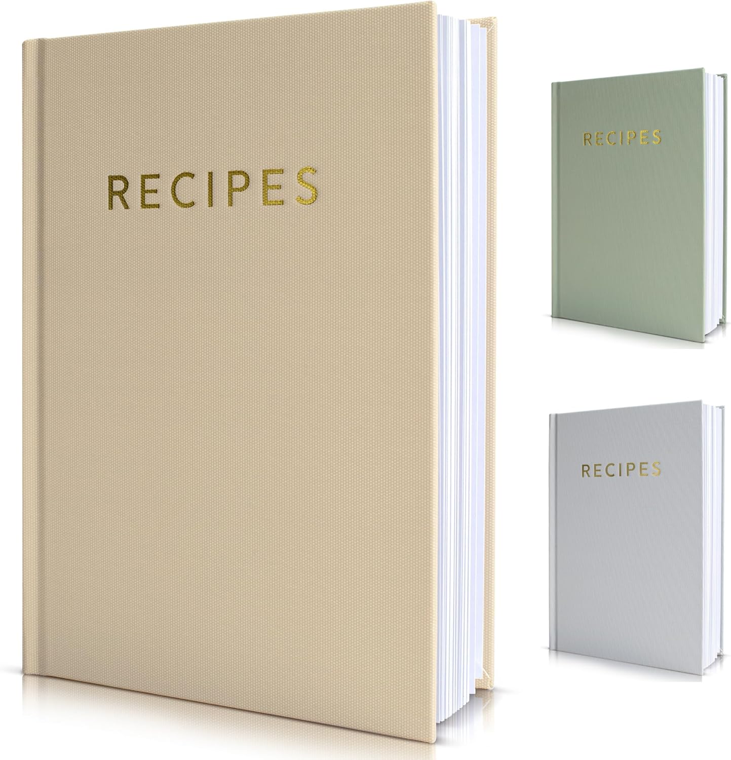ZICOTO Libro de recetas estético en blanco con cubierta impermeable, el cuaderno de recetas perfecto para escribir en tus propias recetas, libro de