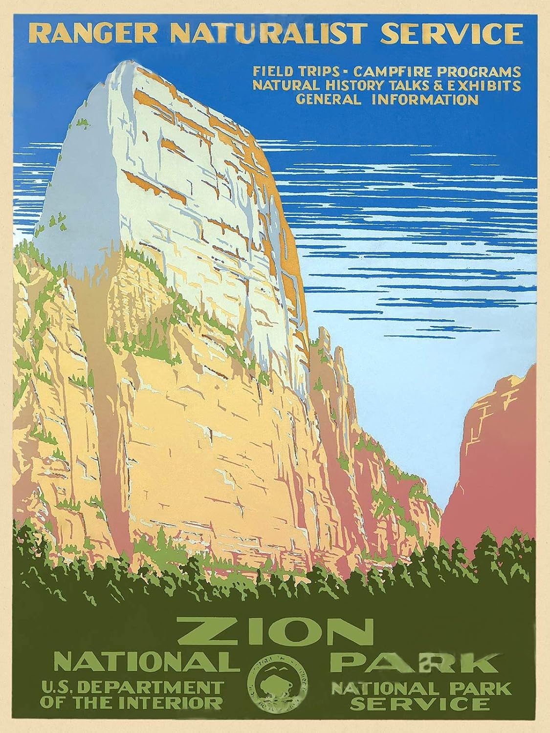 Imán de viaje de 1930 con diseño de parque nacional de Zion estilo vintage, hoja magnética de vinilo para cerraduras, coches, carteles, frigoríficos