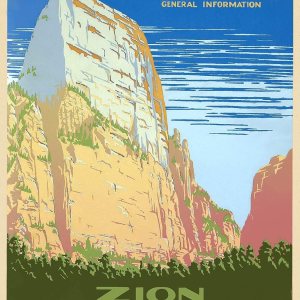 Imán de viaje de 1930 con diseño de parque nacional de Zion estilo vintage, hoja magnética de vinilo para cerraduras, coches, carteles, frigoríficos Imán de viaje de 1930 con diseño de parque nacional de Zion estilo vintage, hoja magnética de vinilo para cerraduras, coches, carteles, frigoríficos