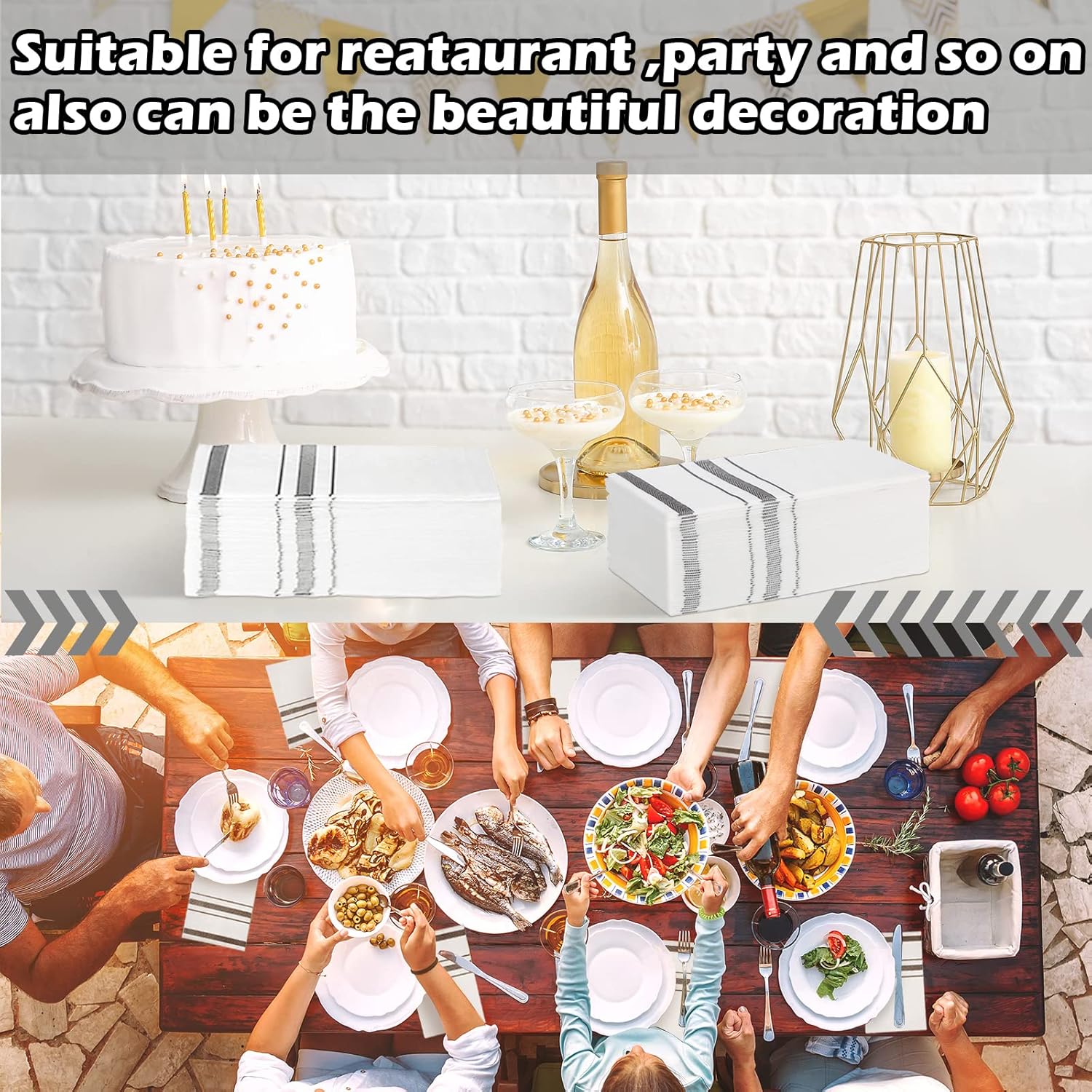 Paquete de 200 toallas de mano desechables para baño, servilletas de cena, servilletas desechables para invitados, servilletas de baño decorativas,