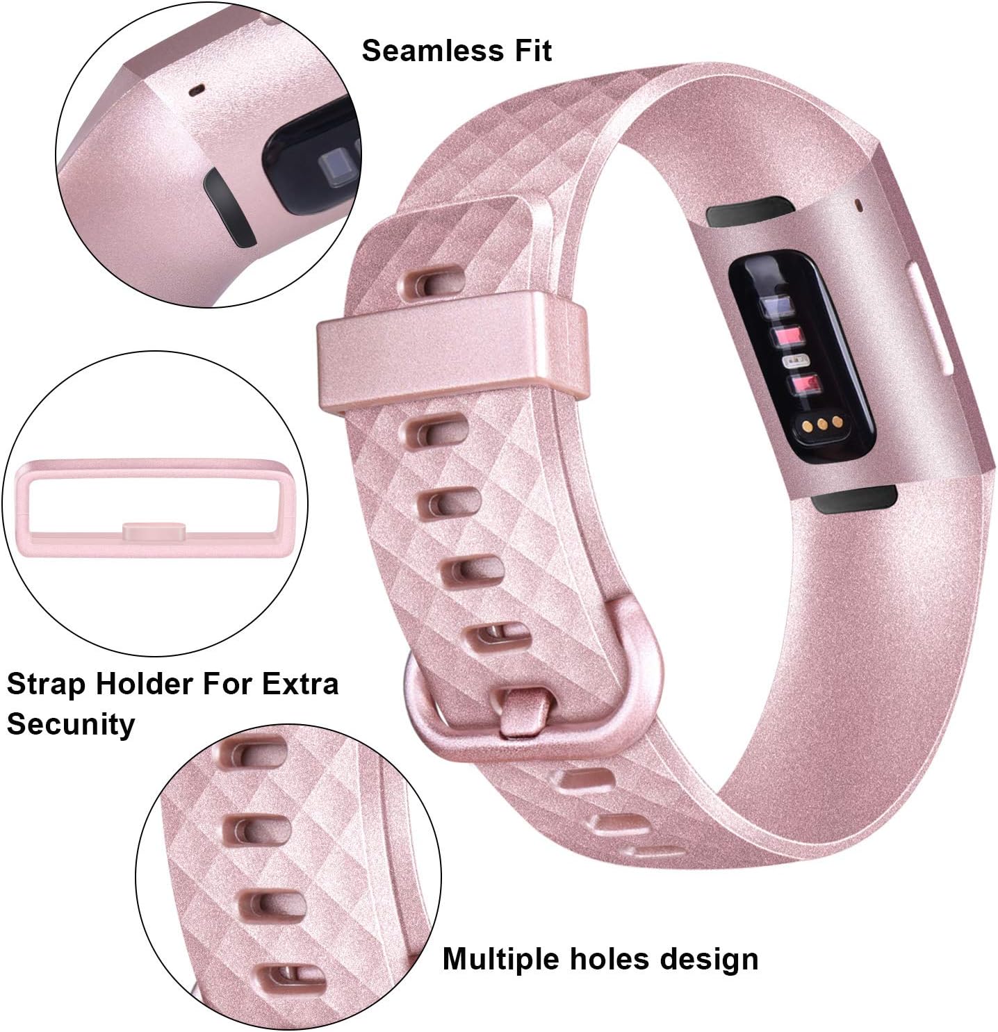 Tobfit Paquete de 4 correas compatibles con Fitbit Charge 4, Fitbit Charge 3, Charge 3 Se, pulseras de repuesto de silicona para mujeres y hombres