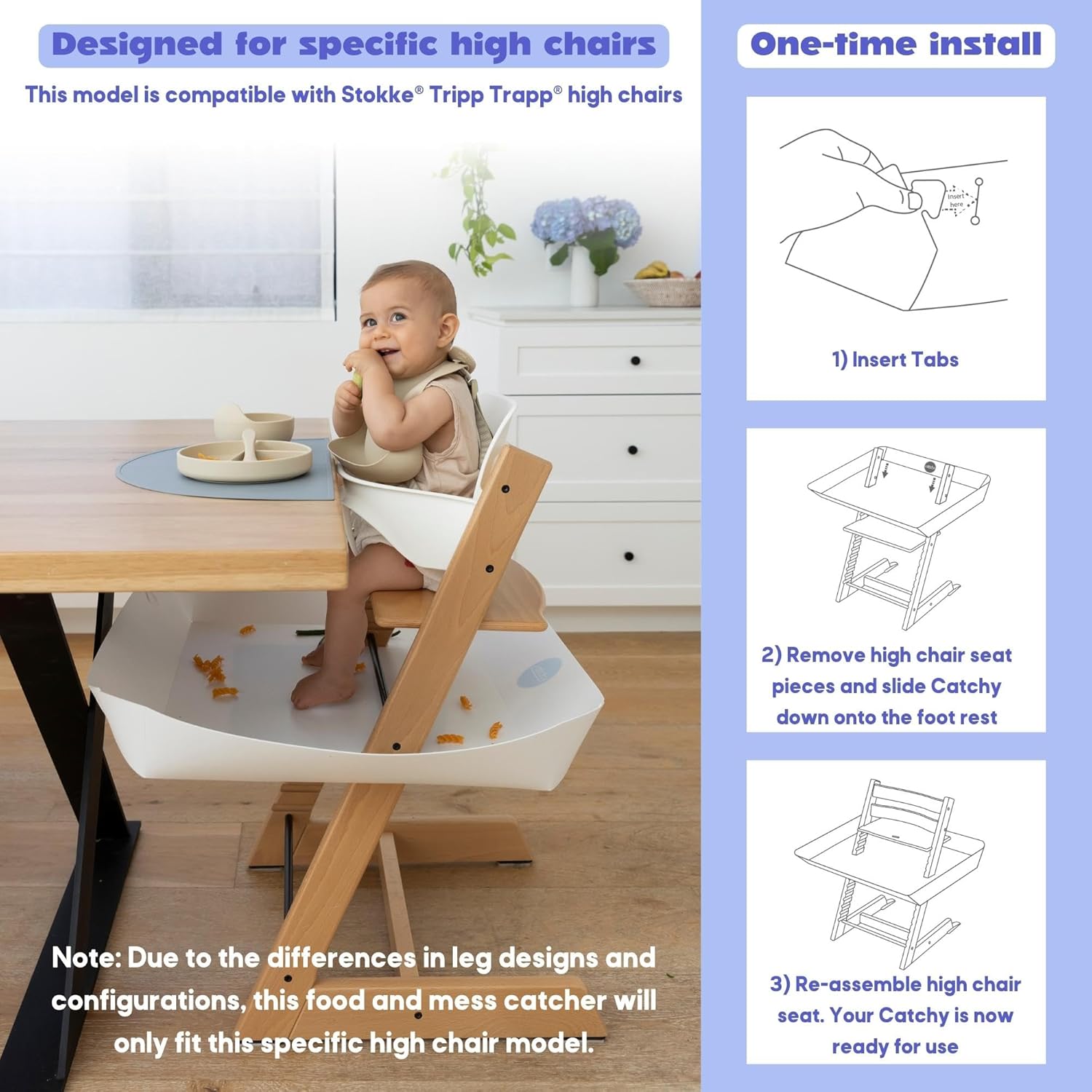 CATCHY – Recogedor de alimentos – Compatible con silla alta Stokke Tripp Trapp – Trona se vende por separado – Atrapasador de alimentos y desorden