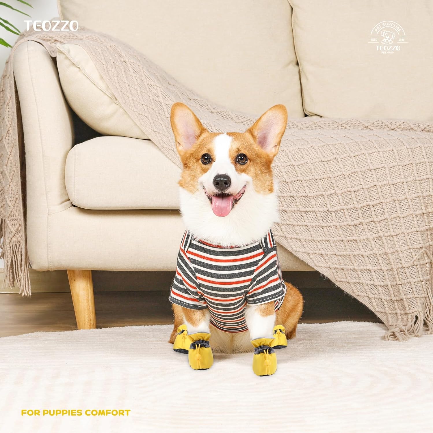 Zapatos para perro, botas y protector de patas, suela antideslizante, botines de invierno para perros con correas reflectantes, botas de nieve para