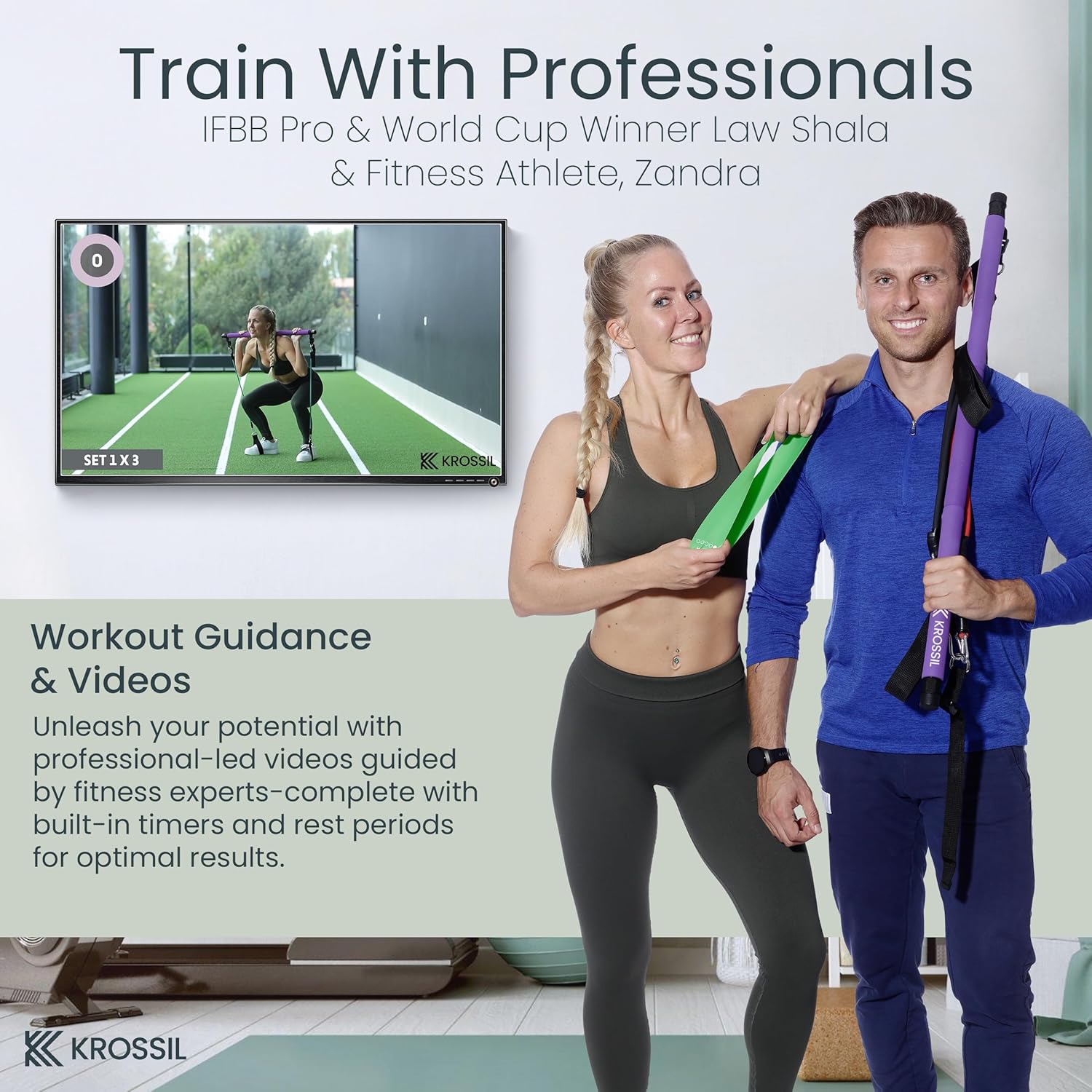 Portable Pilates Bar with Resistance Bands – Adjustable Fitness Kit for Home Workouts – 6 Resistance Bands + 5 Exercise Loop Bands – Natural Latex