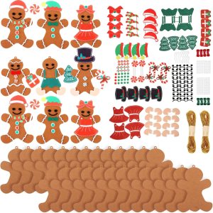 48 piezas de fieltro de Navidad de hombre de jengibre para niños, adorno de hombre de jengibre para hombre, pan de jengibre, colgar con hojas 48 piezas de fieltro de Navidad de hombre de jengibre para niños, adorno de hombre de jengibre para hombre, pan de jengibre, colgar con hojas