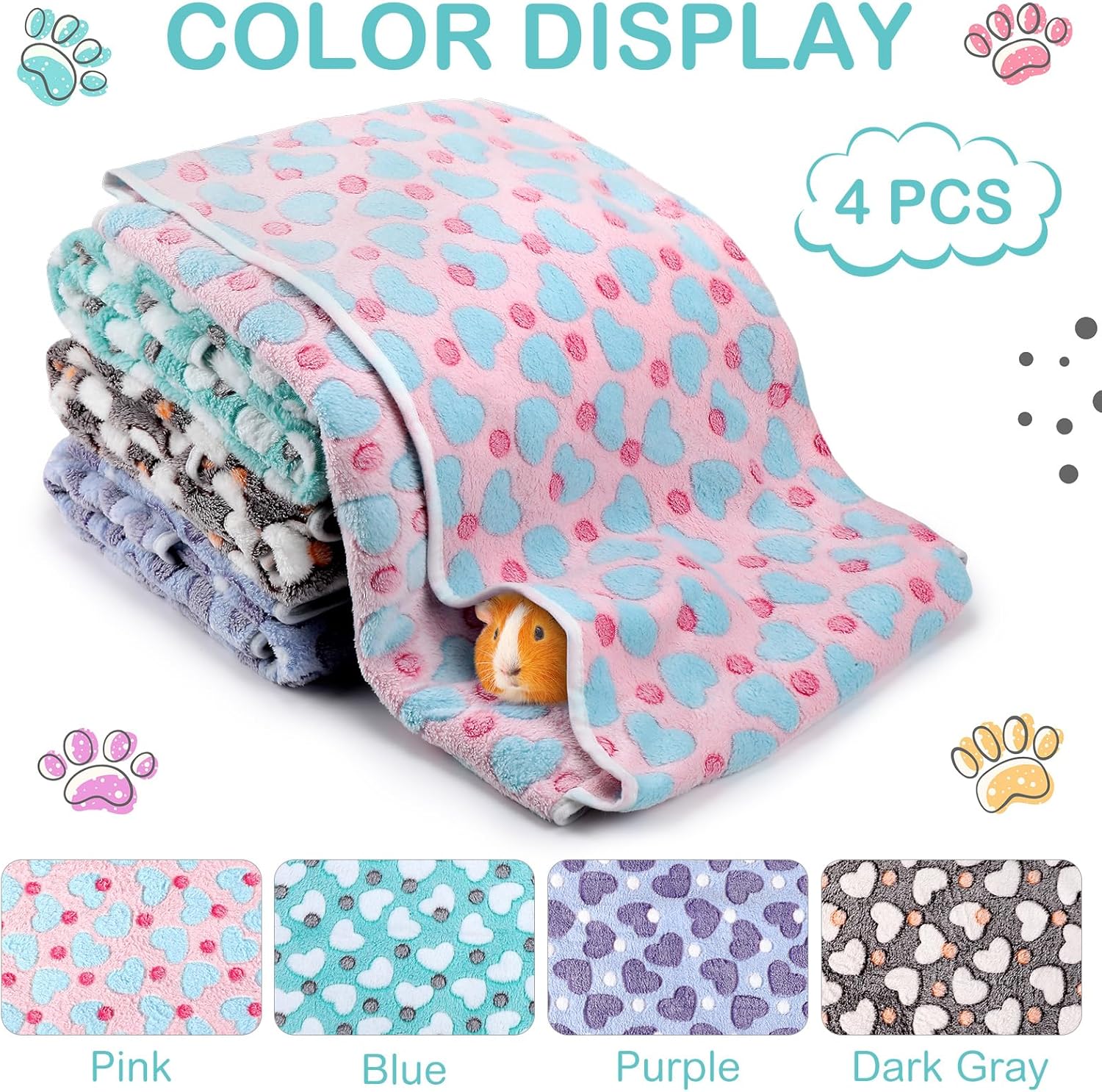 Juego de 4 fundas para cobayas y conejillos de indias para jaula, impermeable, lavable, funda de bolsillo, reutilizable, para orina de animales