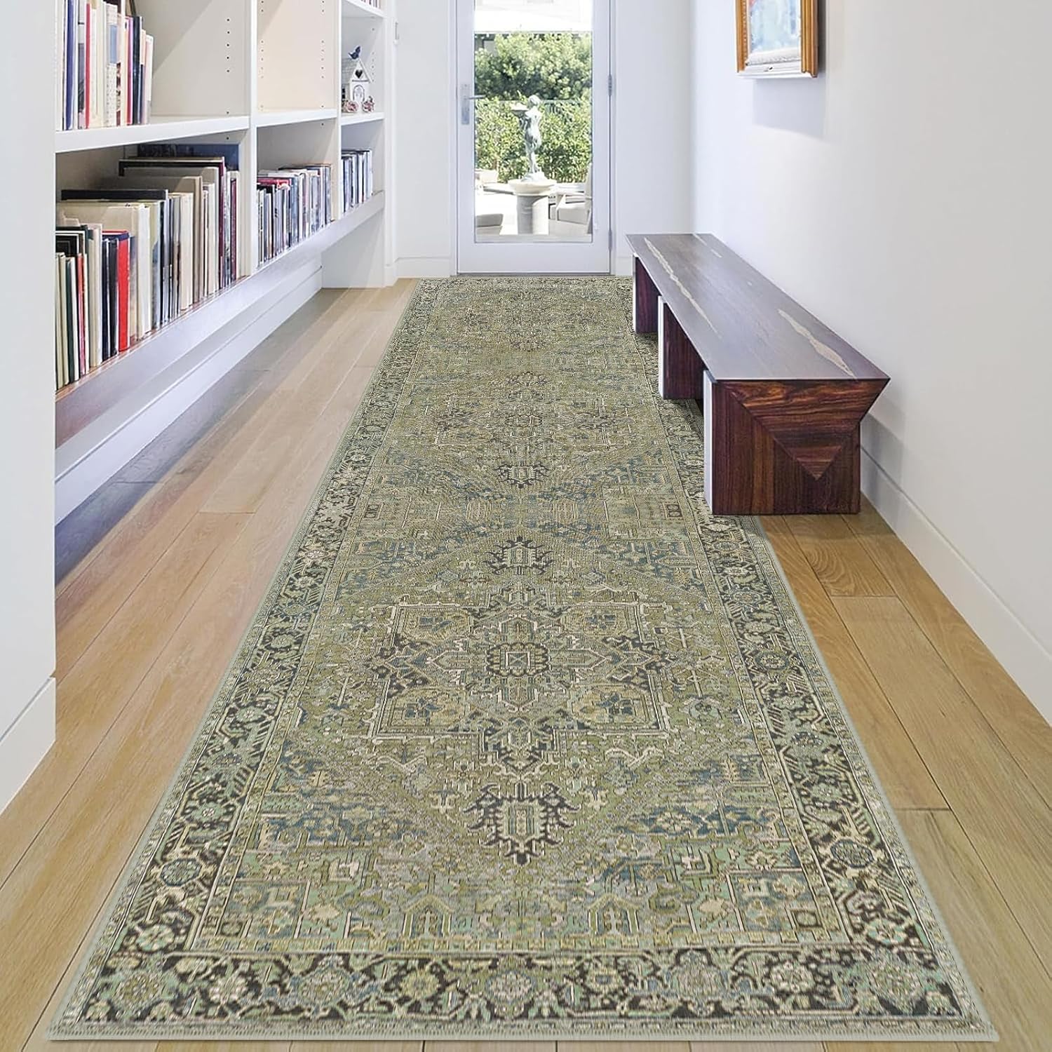 Worxvell Alfombra lavable para pasillo de 2 pies 6 x 8 pies, alfombra de pasillo antideslizante con parte trasera de goma, tapetes vintage