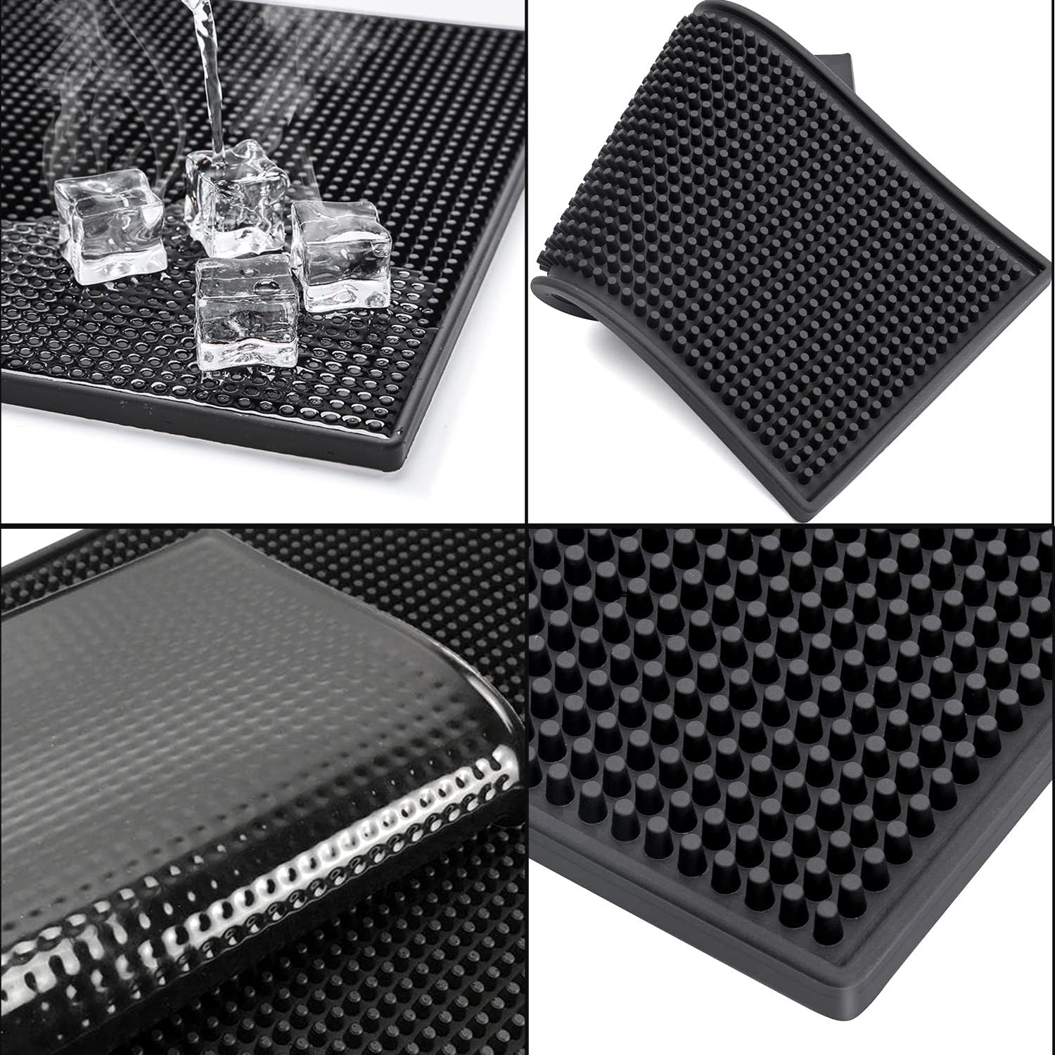 Facmogu Tapete de goma de 18 x 12 pulgadas, color negro, resistente, de PVC, secado de platos húmedos, antideslizante, resistente al calor, para
