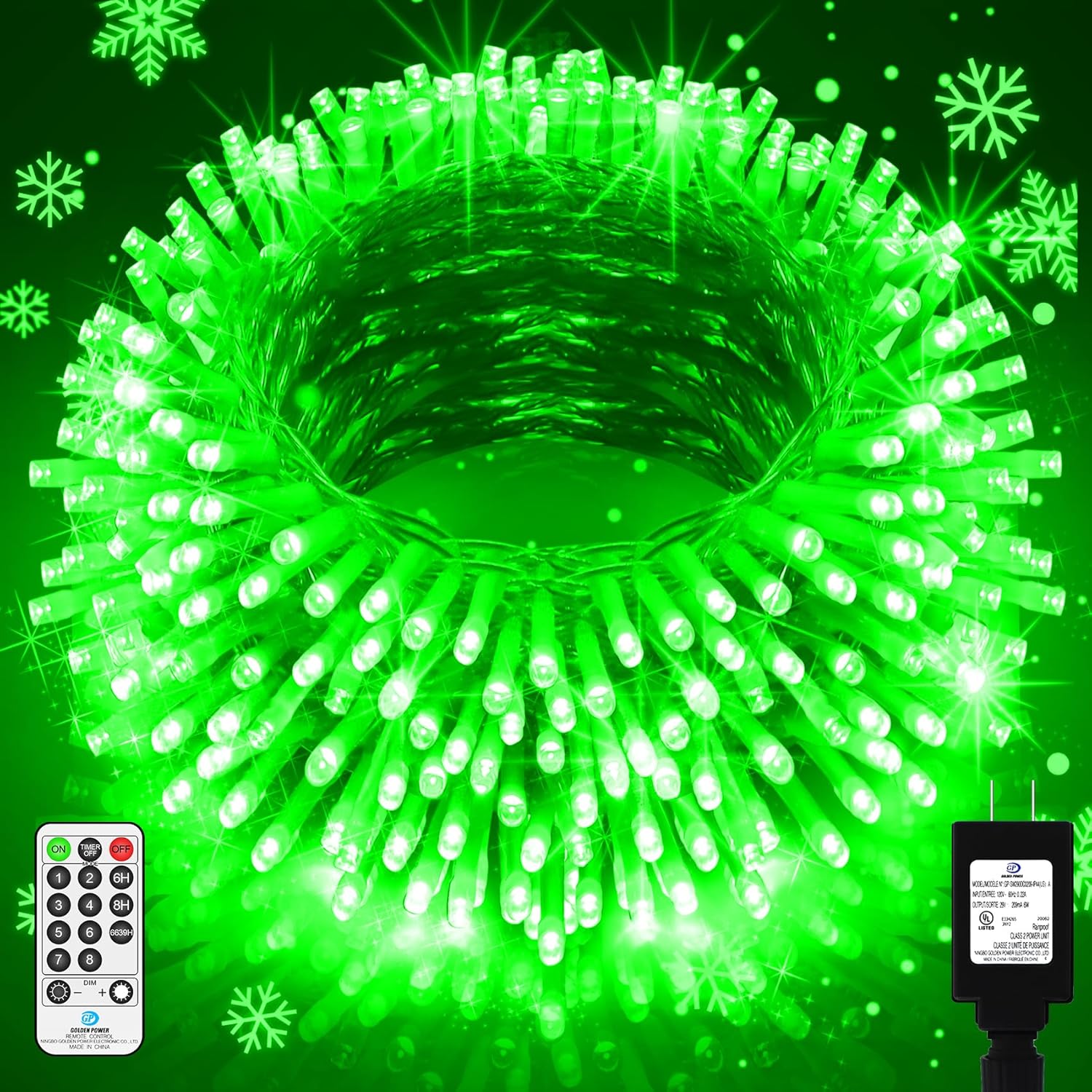 Luces de Navidad para exteriores, 1000 luces LED, 394pies, luces de Navidad súper largas, 8 modos y temporizador, cuerda de luces de fantasía, LED