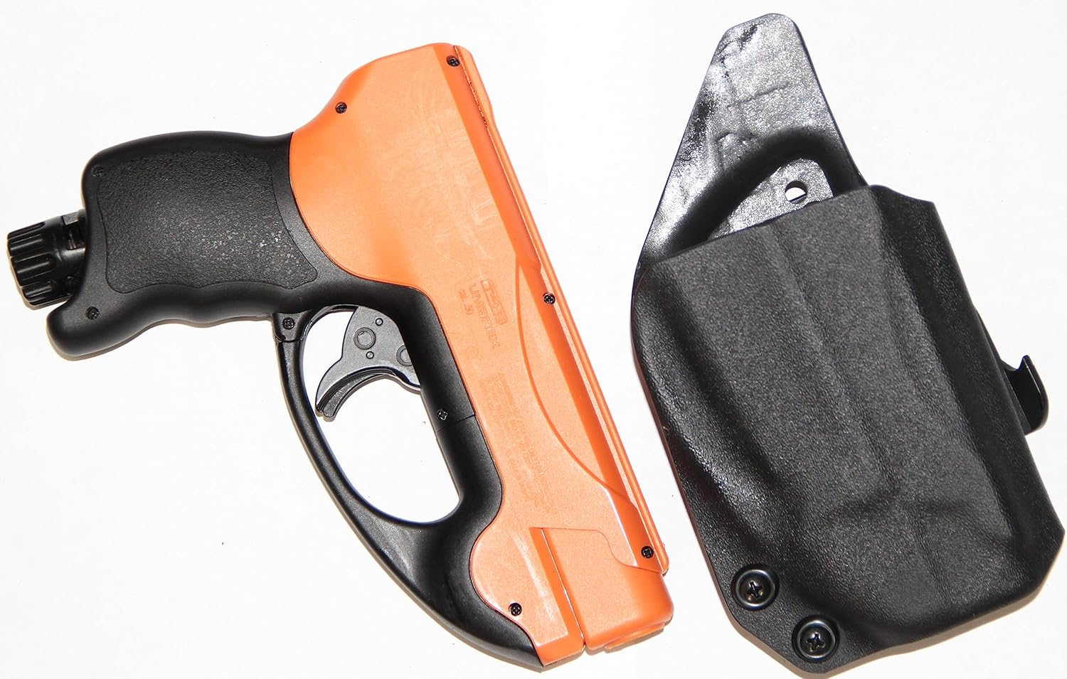 REVKEL Custom OWB Paddle Kydex Holster CCW para UMAREX HDP 50 Pistola compacta de bolas de pimienta en negro táctico policial. Dibujo a mano
