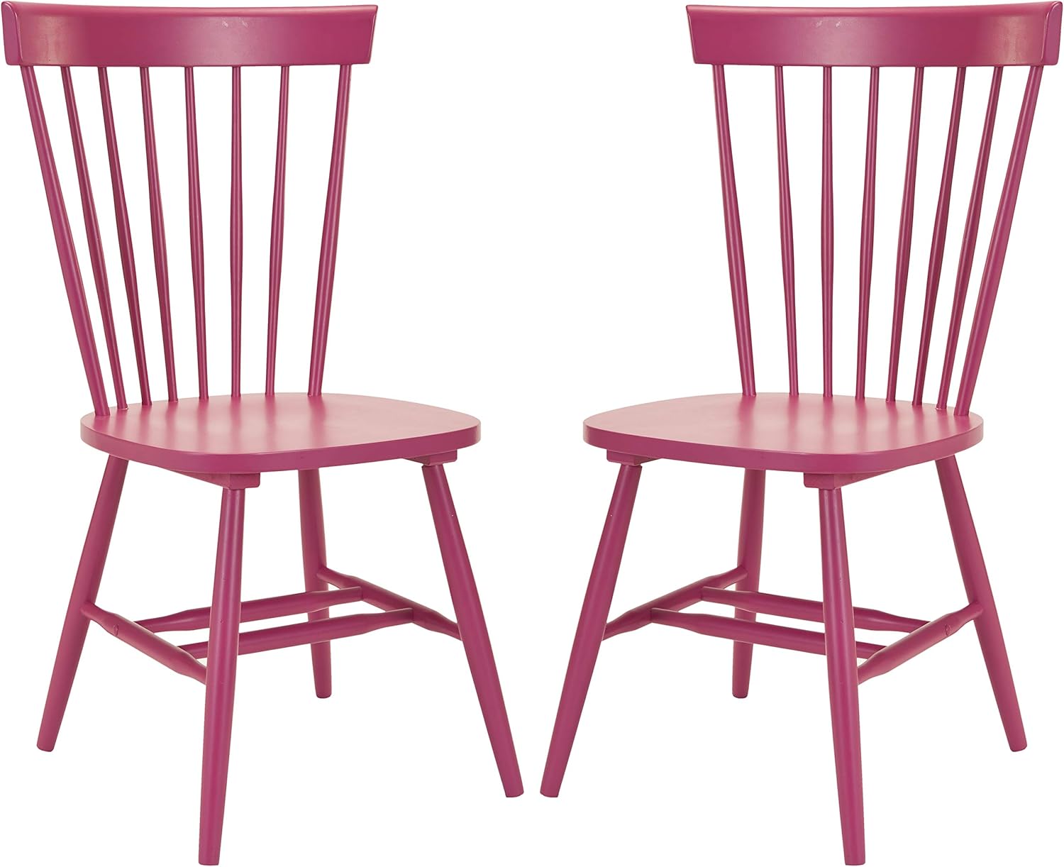 Safavieh American Homes Collection Parker Country Farmhouse – Silla lateral de husillo rosa frambuesa (juego de 2)