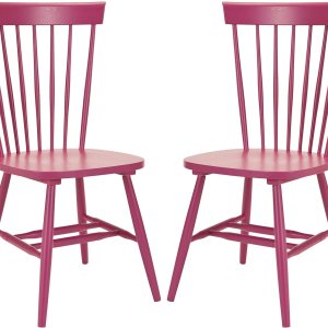 Safavieh American Homes Collection Parker Country Farmhouse – Silla lateral de husillo rosa frambuesa (juego de 2) Safavieh American Homes Collection Parker Country Farmhouse – Silla lateral de husillo rosa frambuesa (juego de 2)