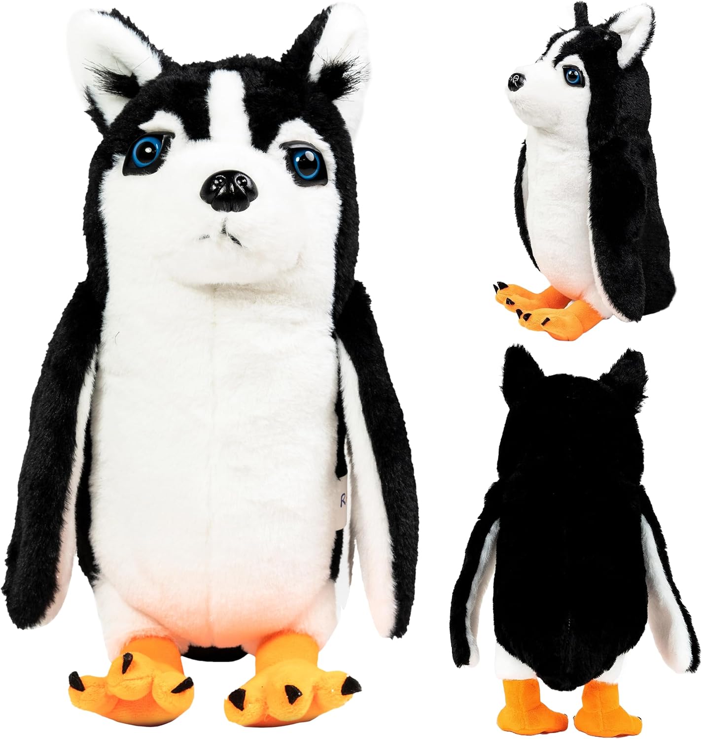 Randimals Mezcla de animales de peluche híbridos de pingüino y perro husky para niñas y niños, personajes de animales abrazables y suaves, juguetes