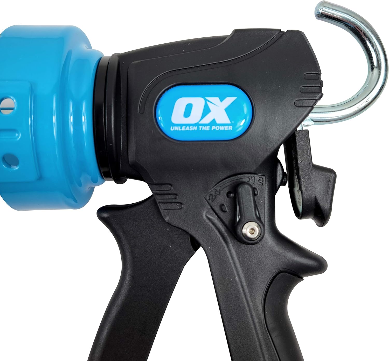 OX TOOLS Pistola de calafateo Pro Dual Thrust de 29 onzas con relación de empuje ajustable de 241 o 121  Para cartuchos o tubos selladores y
