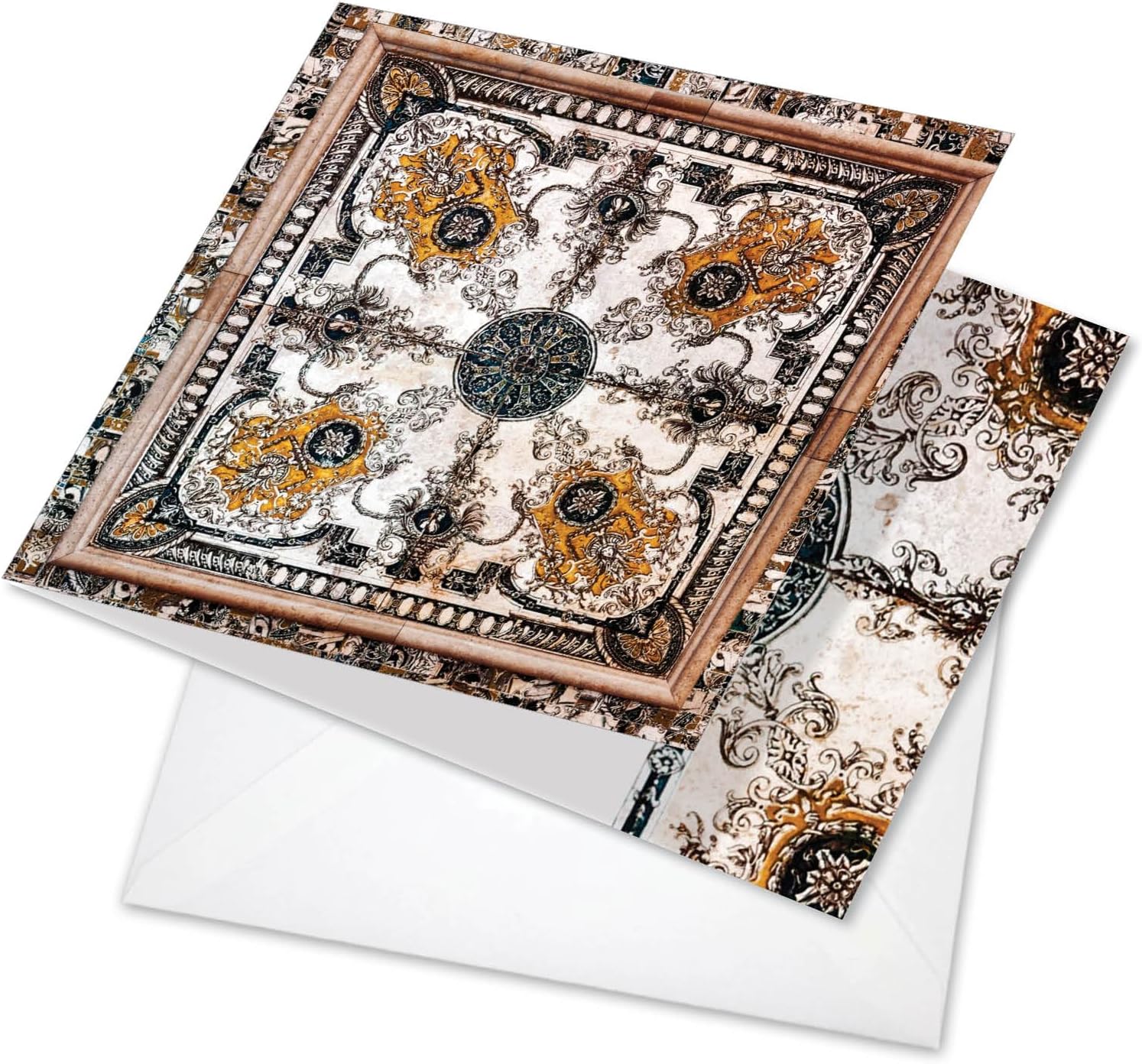 The Best Card Company – 1 tarjeta en blanco para todas las ocasiones (4.8 x 6.6 pulgadas) – Tarjeta de notas vintage con sobre – Azulejos antiguos