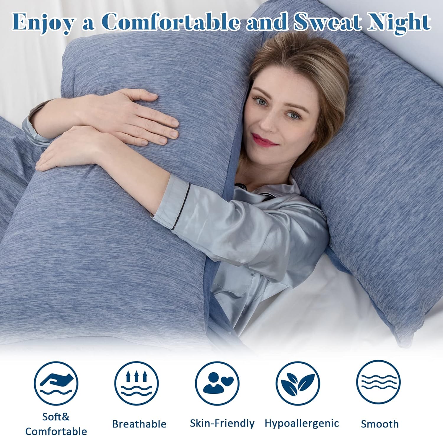 CHOSHOME Fundas de almohada refrescantes tamaño King, diseño de doble cara refrescantes y algodón Q-Max 0.45 fundas de almohada refrescantes para